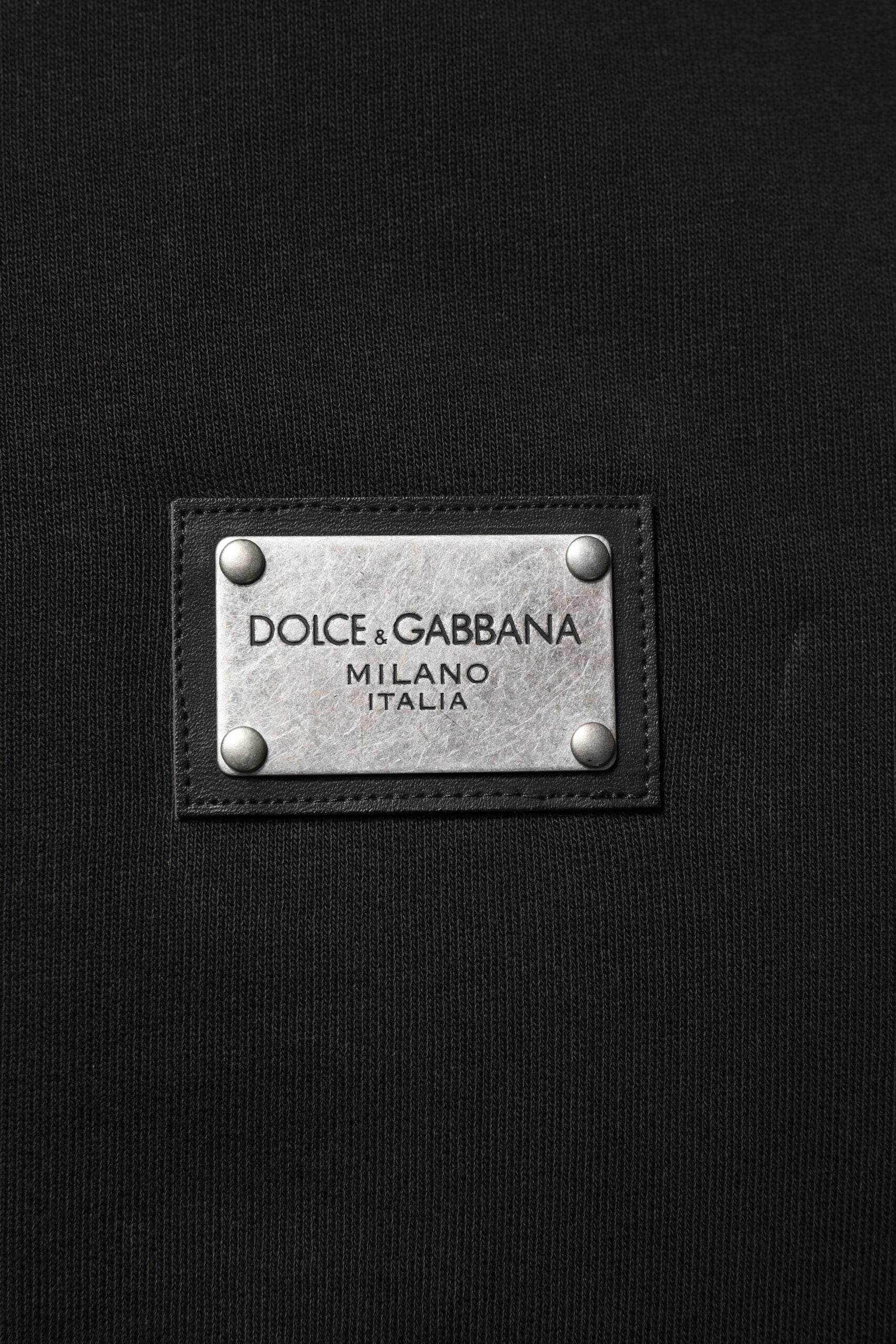 Dolce & Gabbana Black Logo Full Zip Hooded Men Sweatshirt Sweater - Hilstor