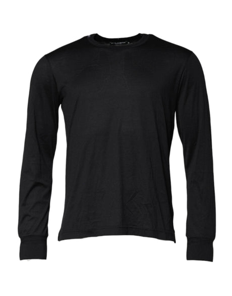 Dolce & Gabbana Dark Blue Silk Crew Neck Men Pullover Sweater - Hilstor