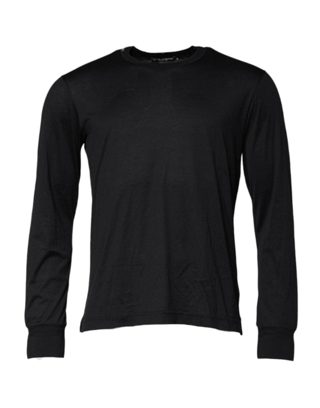 Dolce & Gabbana Dark Blue Silk Crew Neck Men Pullover Sweater - Hilstor