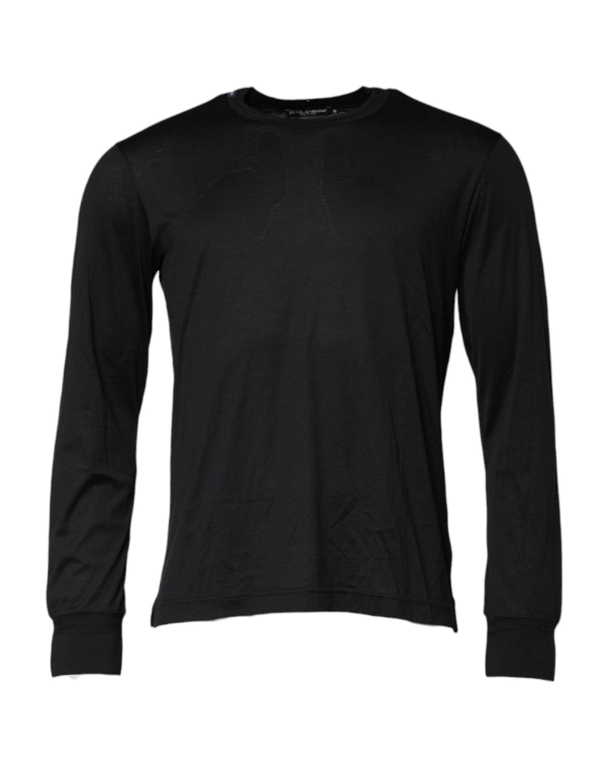 Dolce & Gabbana Dark Blue Silk Crew Neck Men Pullover Sweater - Hilstor