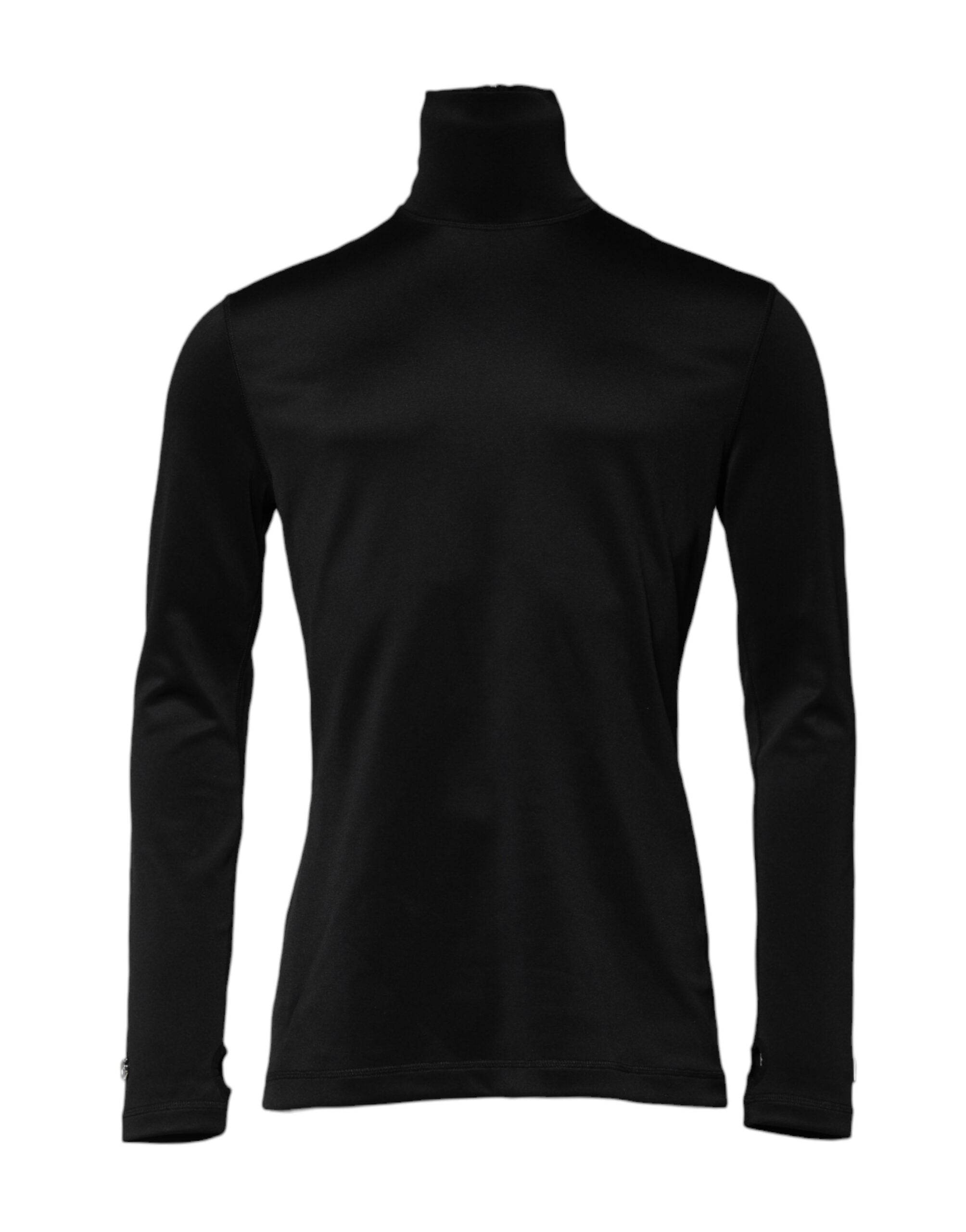 Dolce & Gabbana Black Polyester Turtleneck Pullover Sweater - Hilstor