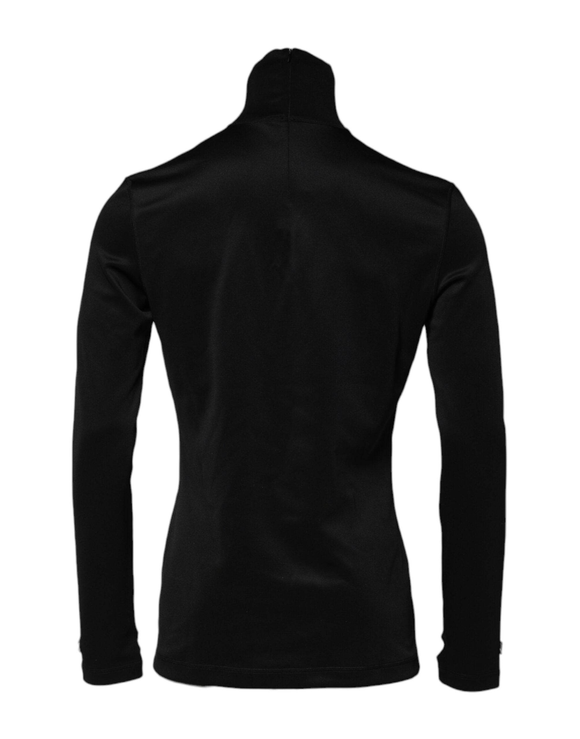 Dolce & Gabbana Black Polyester Turtleneck Pullover Sweater - Hilstor