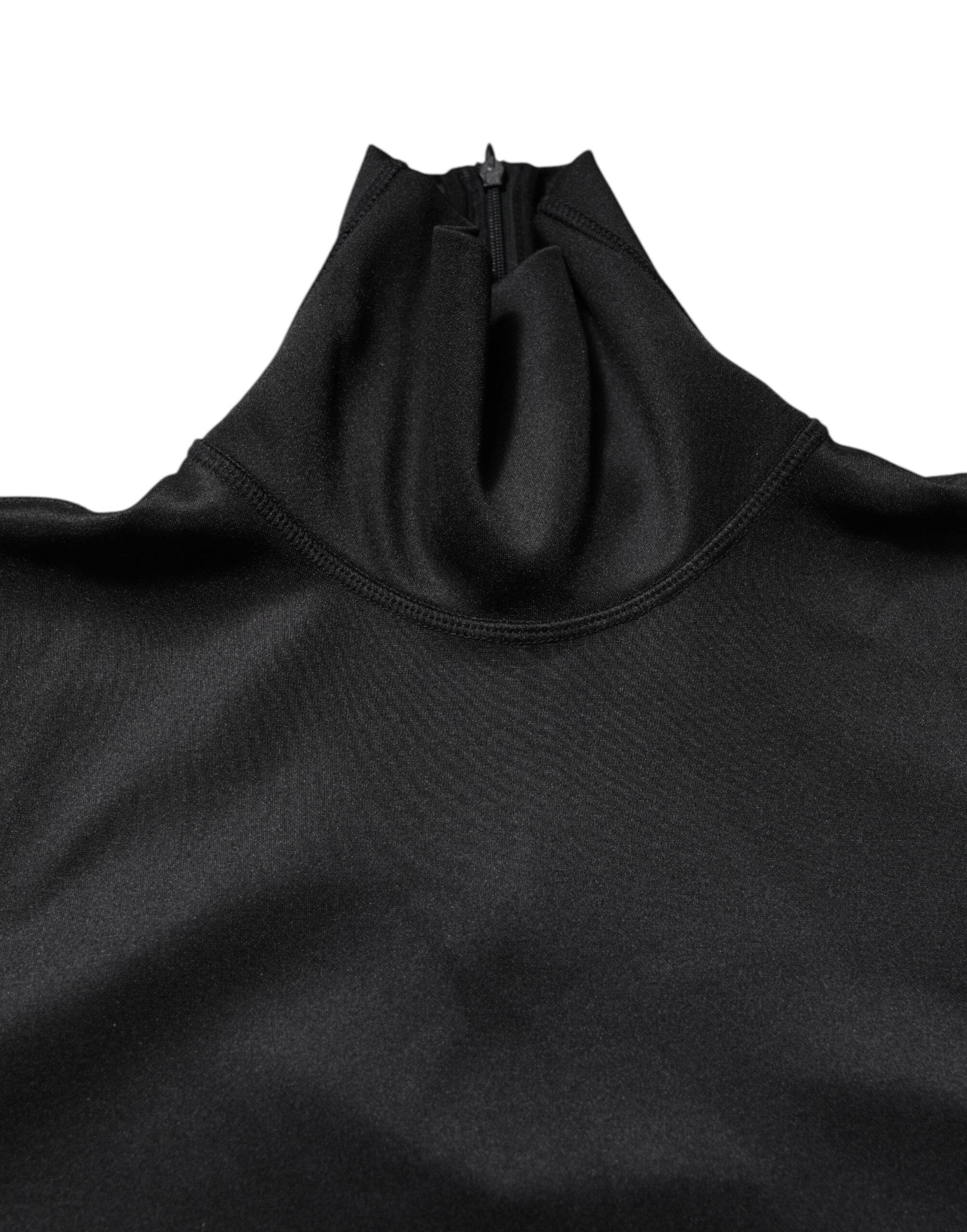 Dolce & Gabbana Black Polyester Turtleneck Pullover Sweater - Hilstor