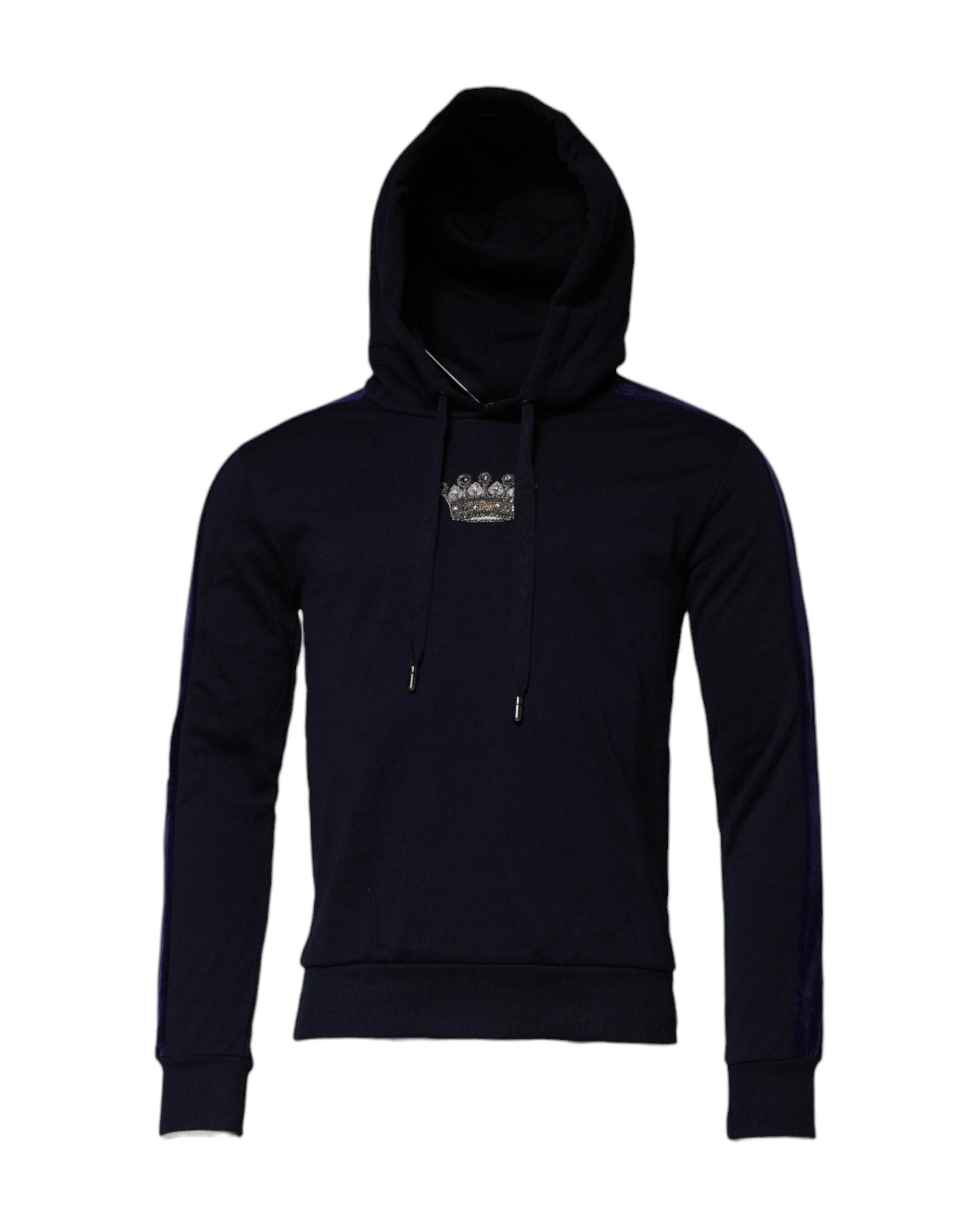 Dolce & Gabbana Black Crown Cotton Hooded Sweatshirt Sweater - Hilstor