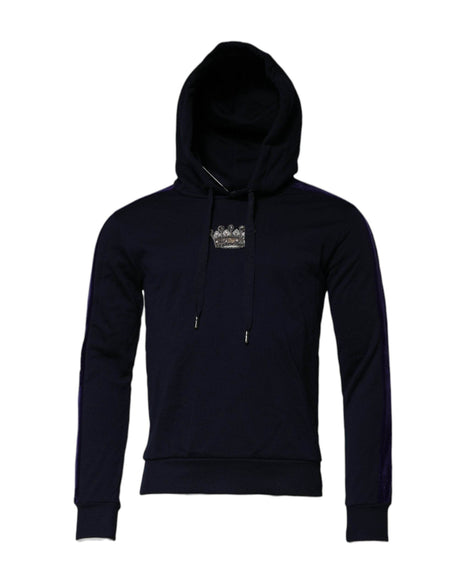 Dolce & Gabbana Black Crown Cotton Hooded Sweatshirt Sweater - Hilstor