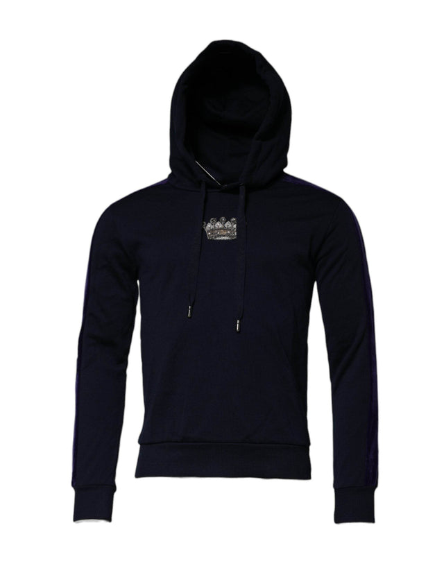 Dolce & Gabbana Black Crown Cotton Hooded Sweatshirt Sweater - Hilstor