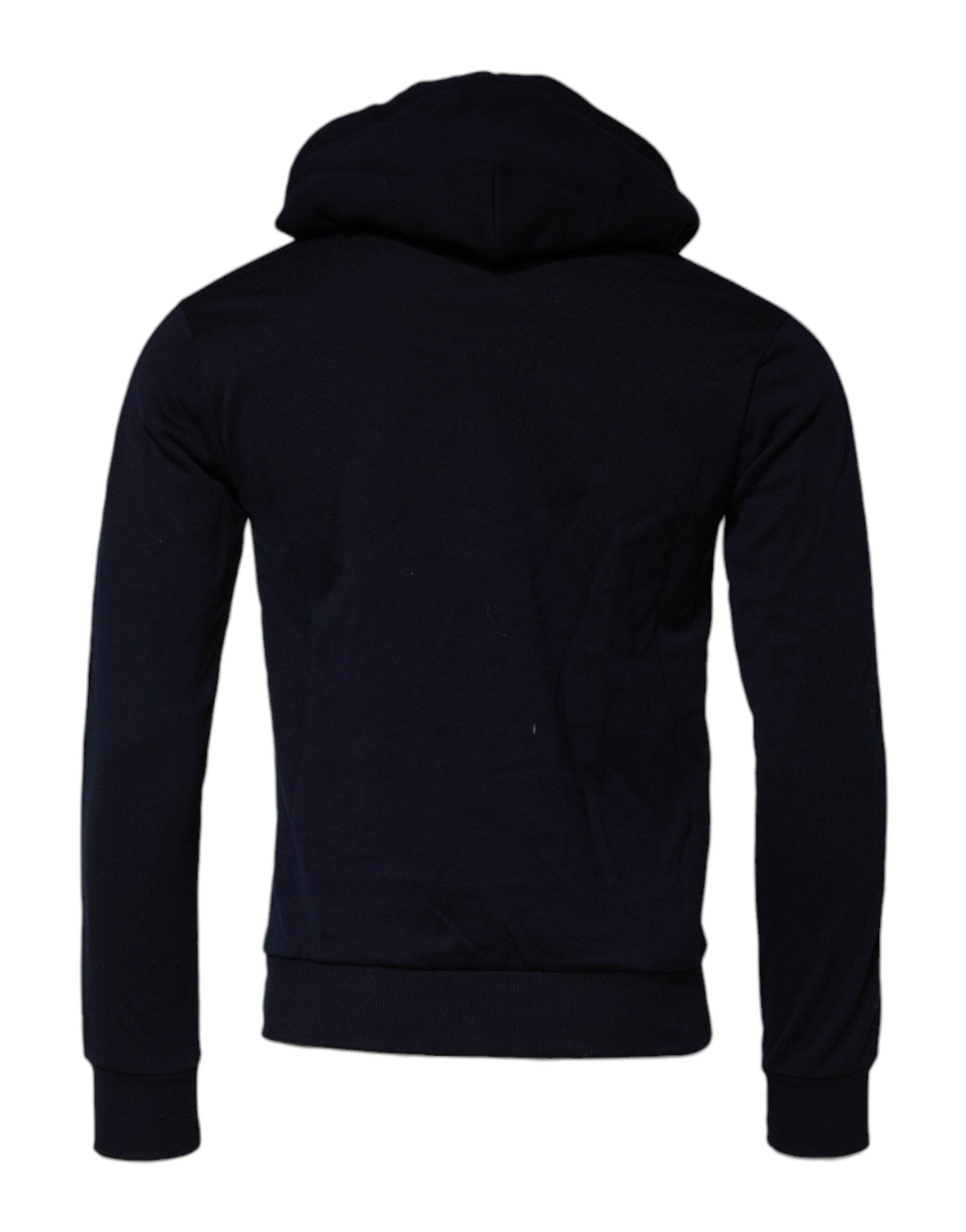 Dolce & Gabbana Black Crown Cotton Hooded Sweatshirt Sweater - Hilstor