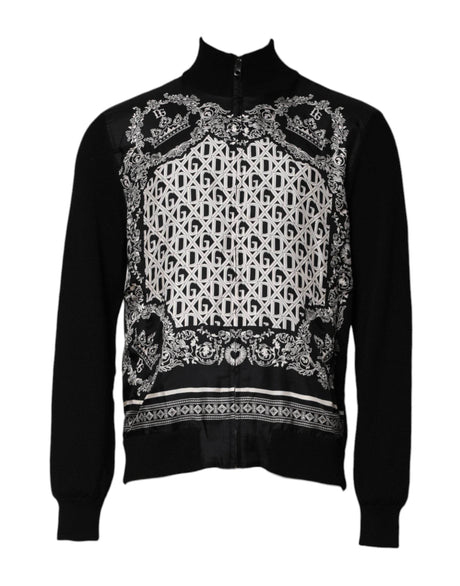 Dolce & Gabbana Black White Bandana Print Full Zip Sweater - Hilstor