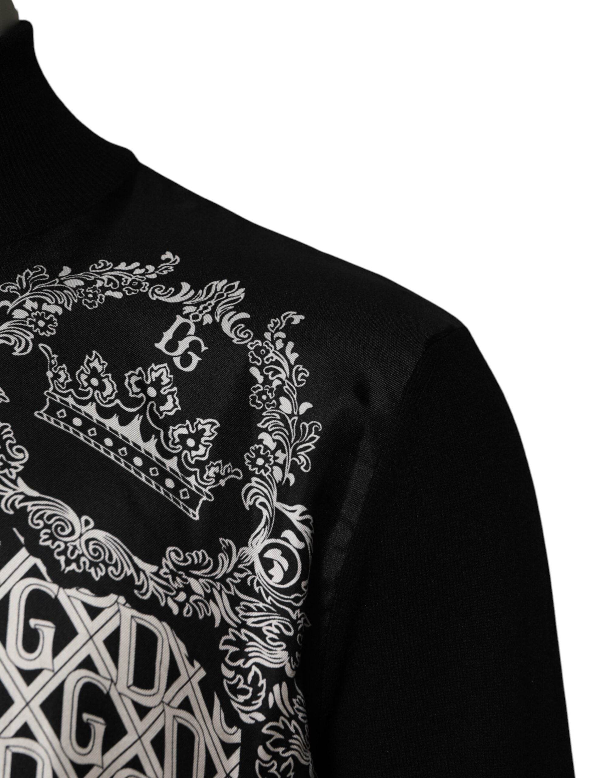Dolce & Gabbana Black White Bandana Print Full Zip Sweater - Hilstor