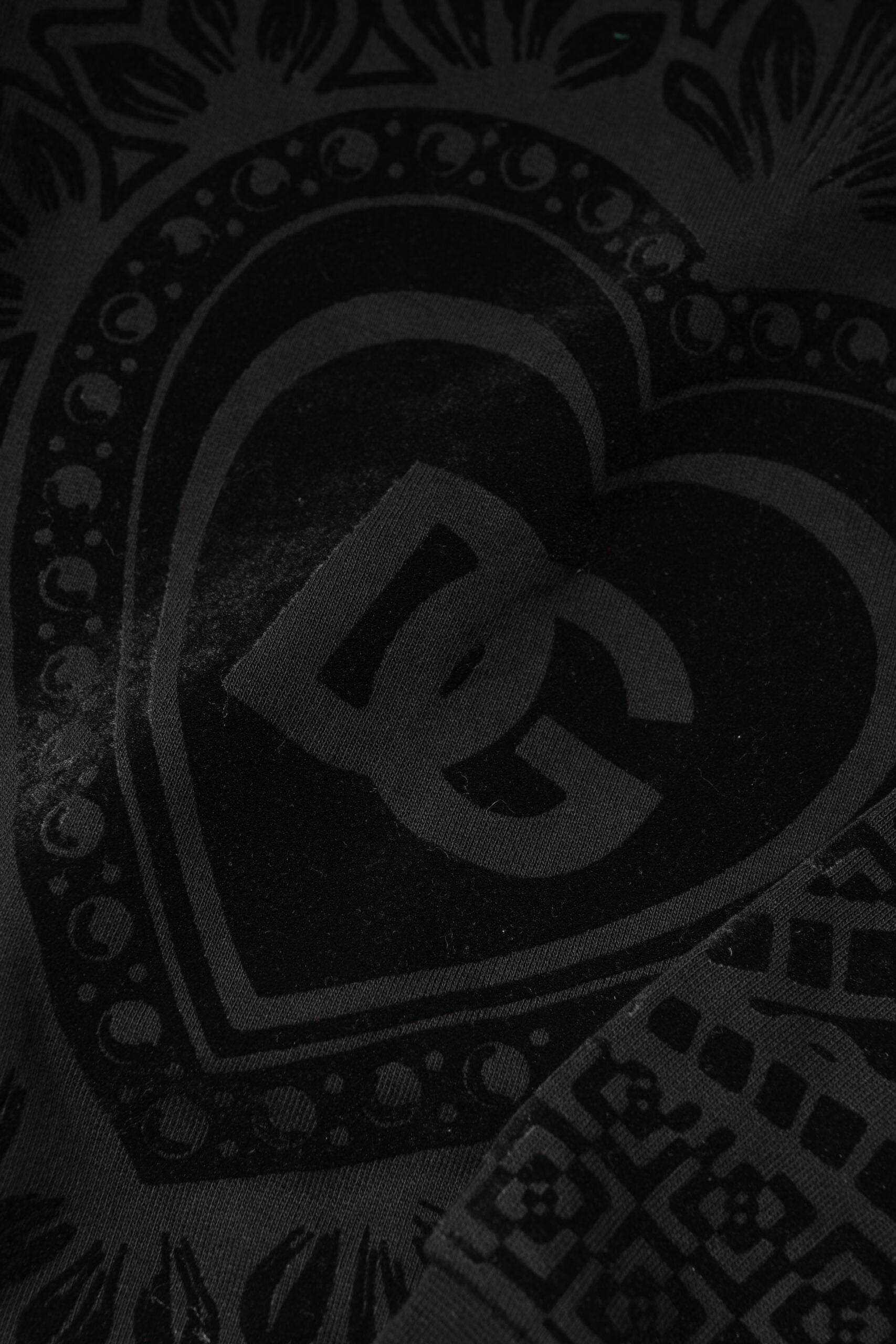 Dolce & Gabbana Black Printed Crew Neck Sweatshirt Sweater - Hilstor