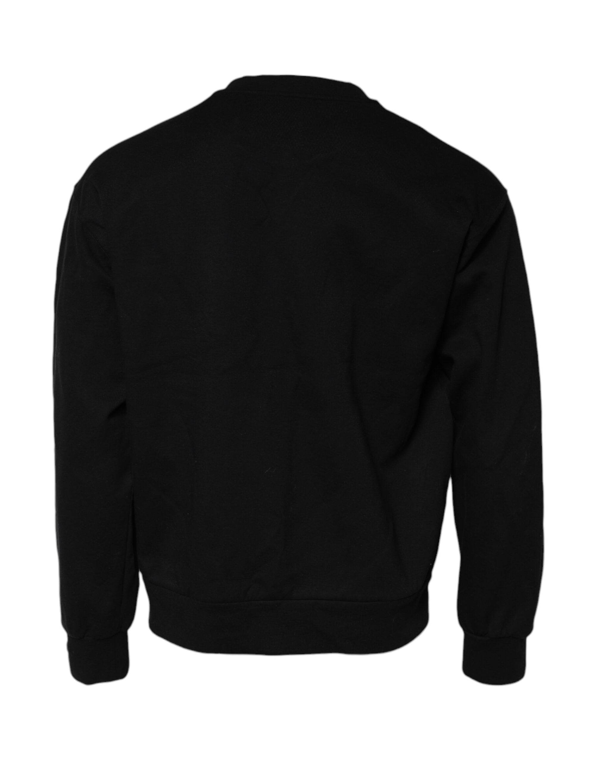 Dolce & Gabbana Black Embossed Logo Cotton Crew Neck Sweater - Hilstor