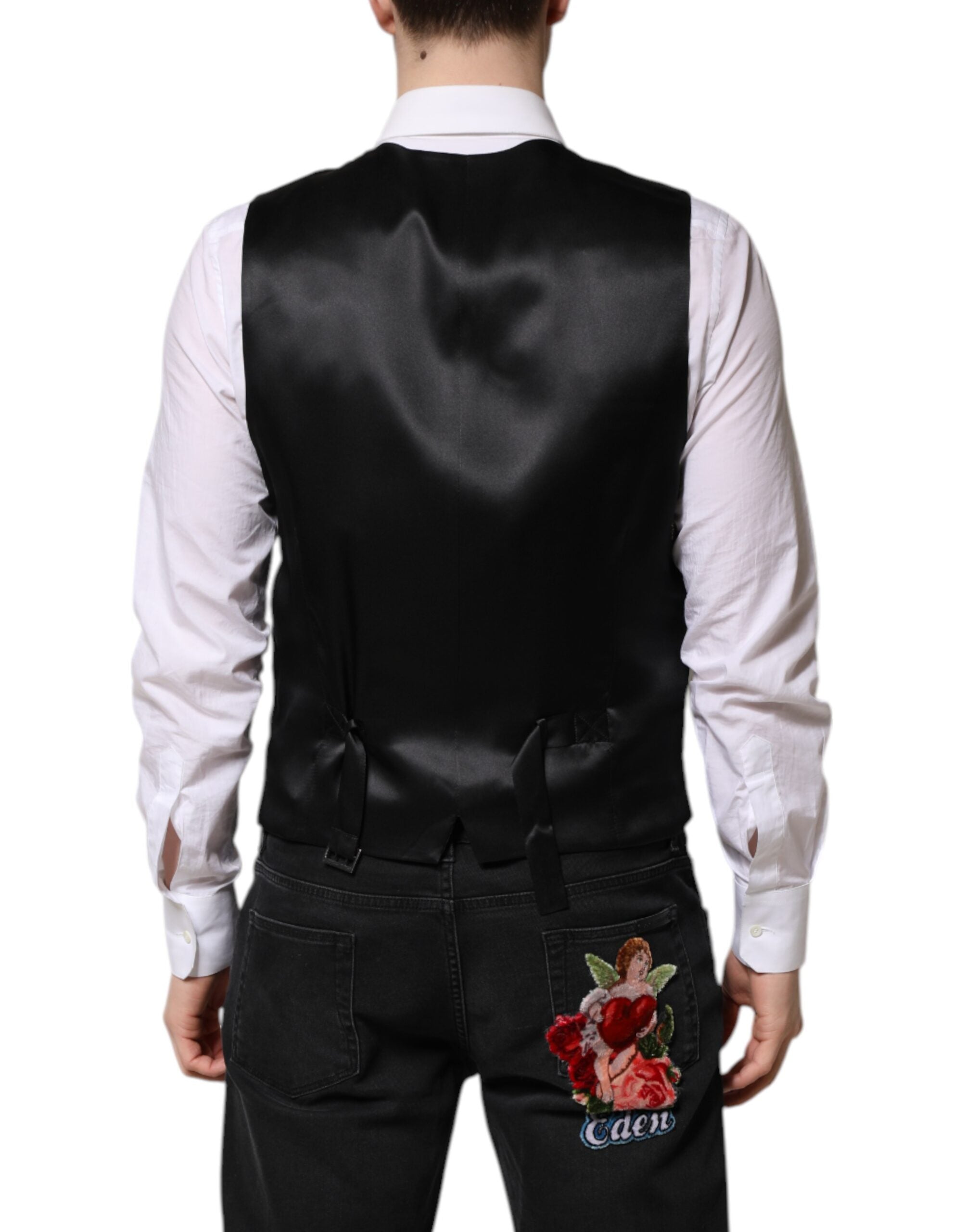 Dolce &amp; Gabbana Sort Lurex Kjole Formel Herrevest