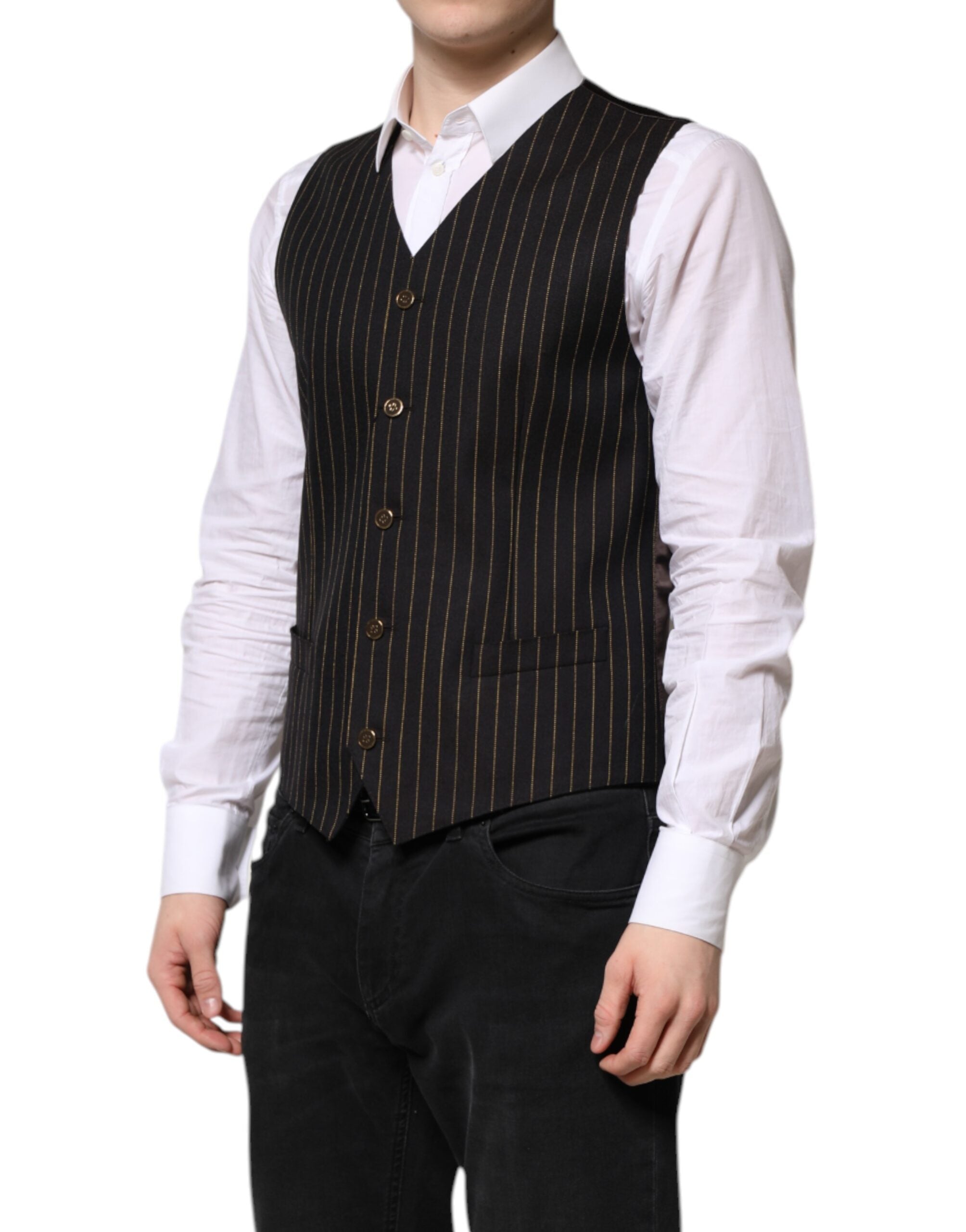 Dolce &amp; Gabbana Sorte Striber Uld Formel Herrevest