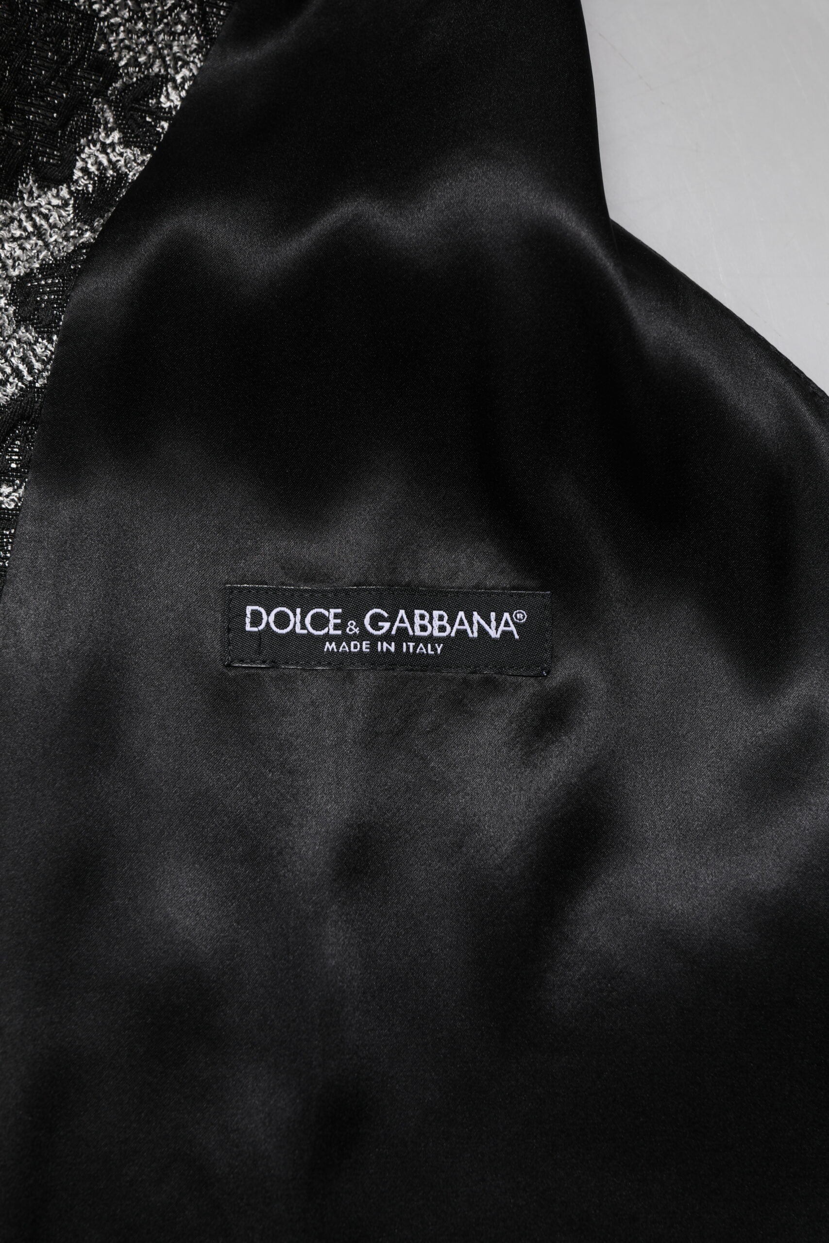 Dolce &amp; Gabbana Svart Grå Brokad Formell Väst Herr