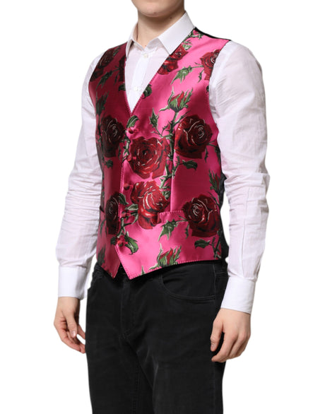 Dolce &amp; Gabbana Lyserød Blomster Satin Formel Herrevest