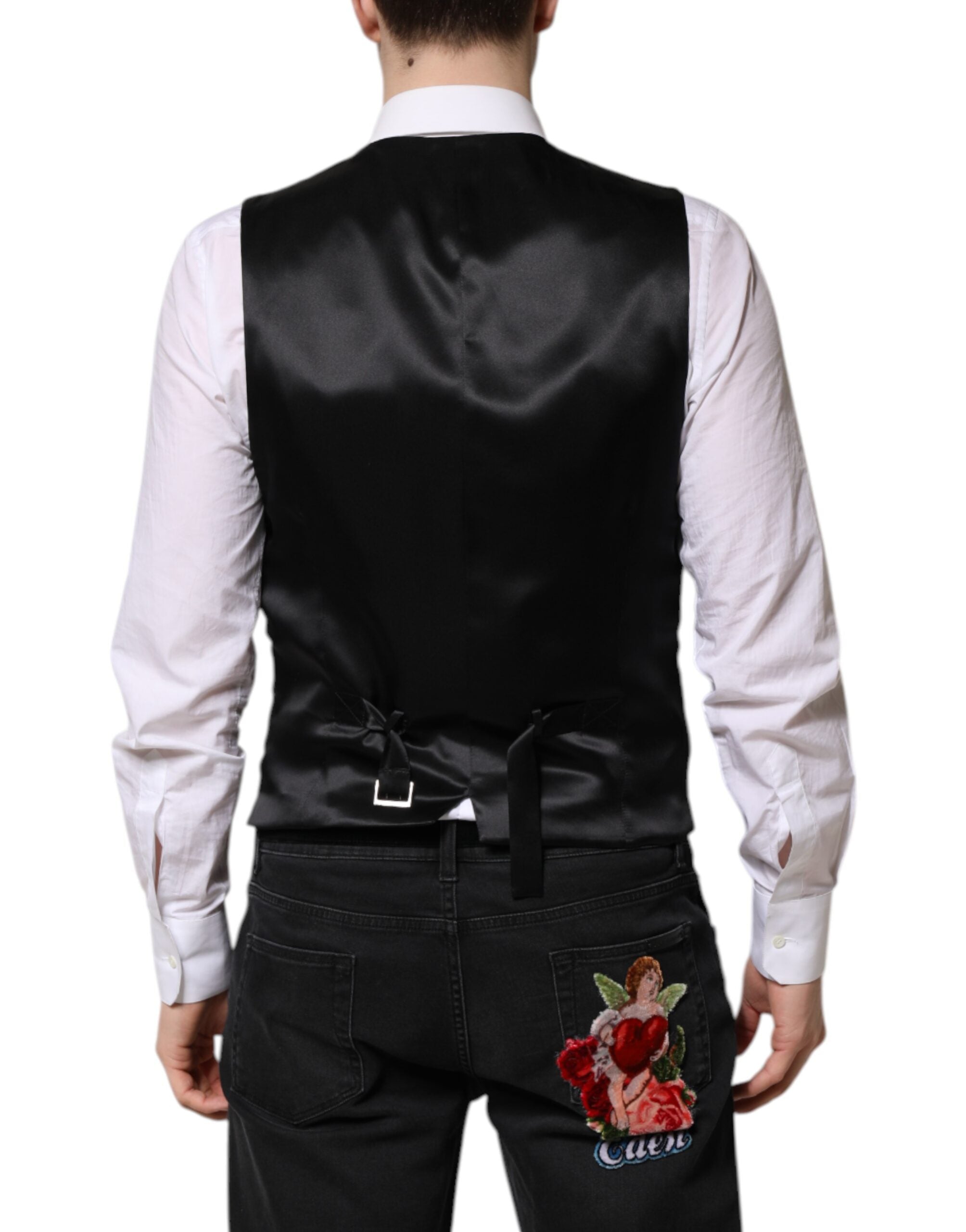 Dolce &amp; Gabbana Rød Sort Stribet Kjole Formel Vest