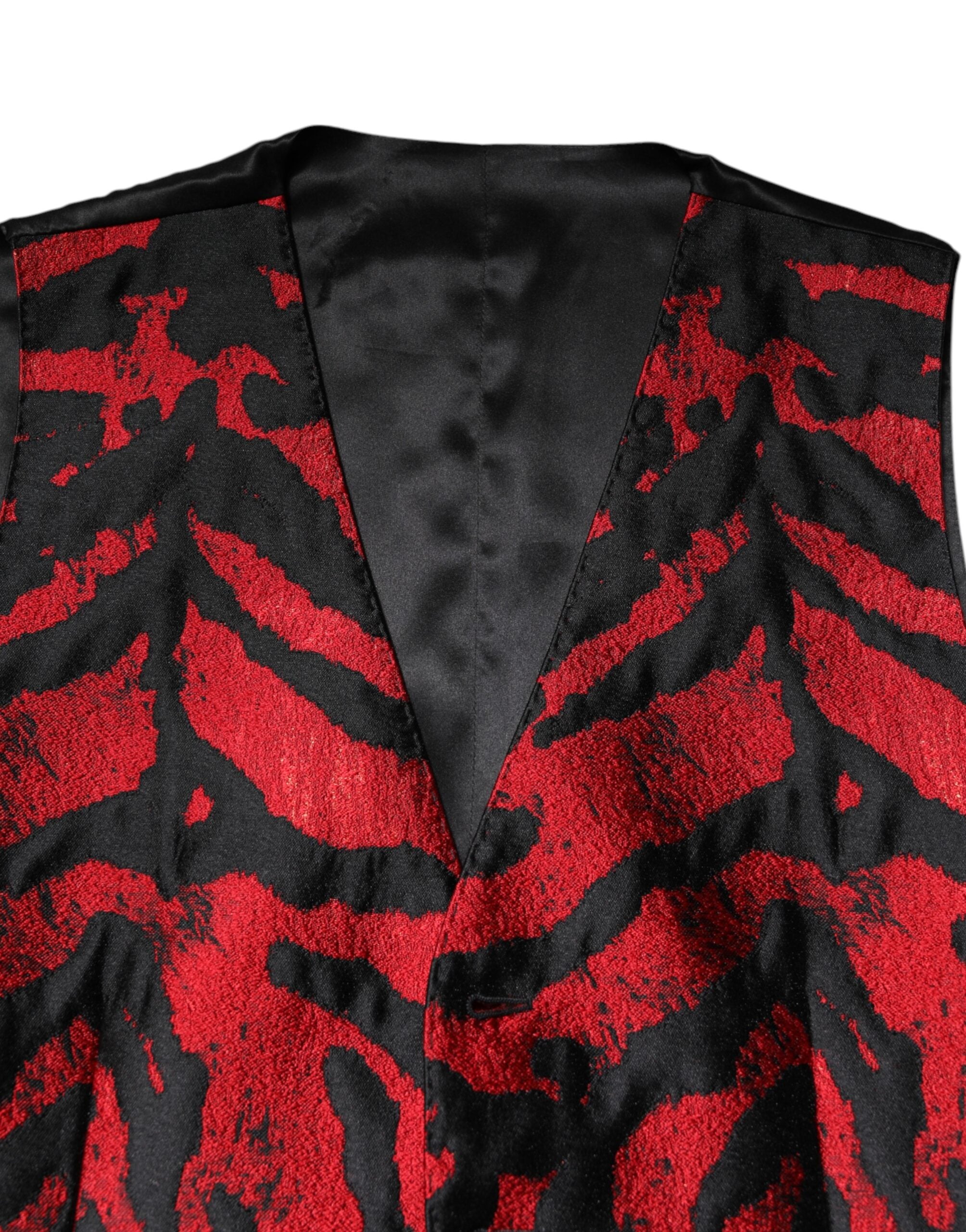 Dolce &amp; Gabbana Rød Sort Stribet Kjole Formel Vest