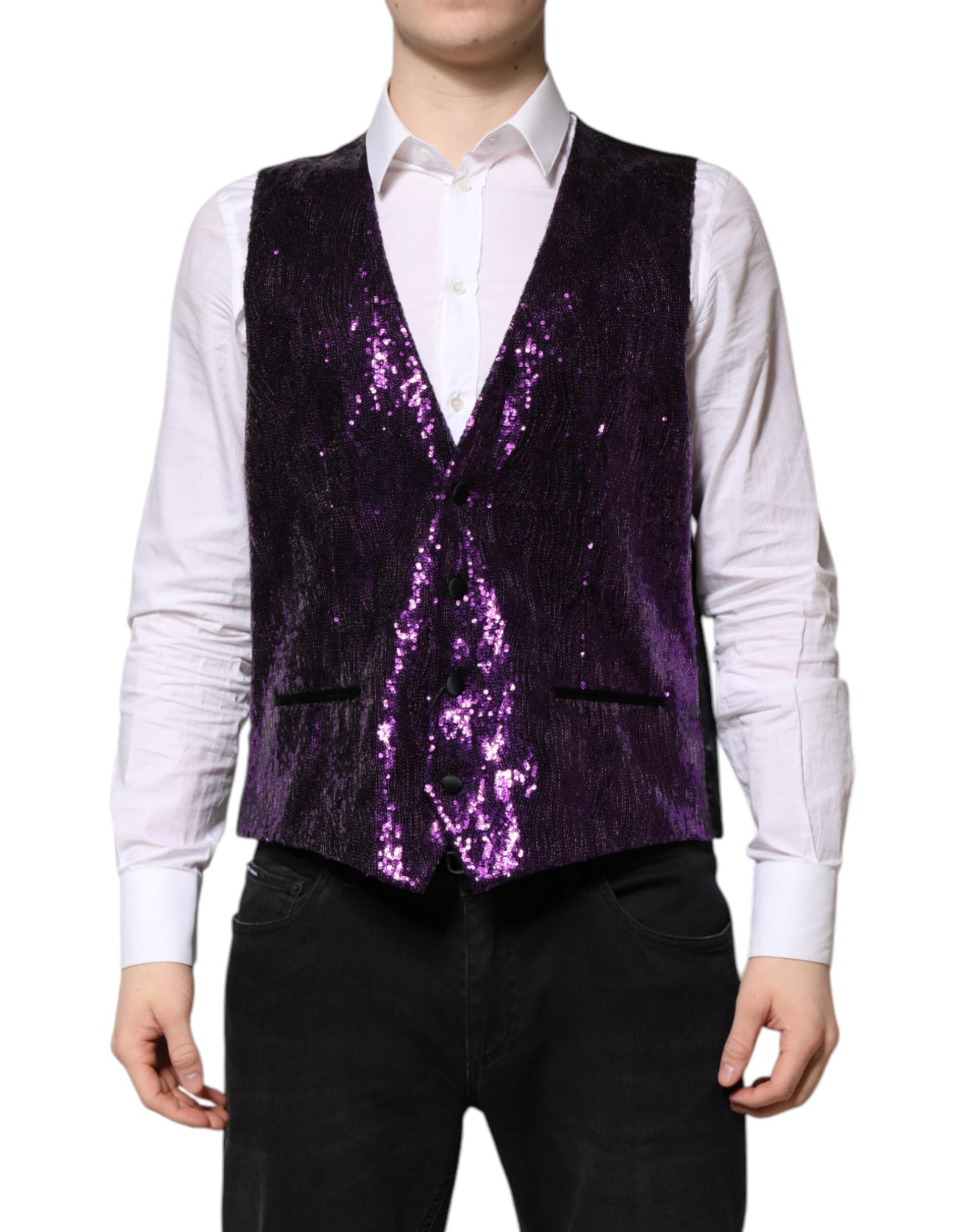 Dolce &amp; Gabbana Lilla Pailletkjole Formel Vest
