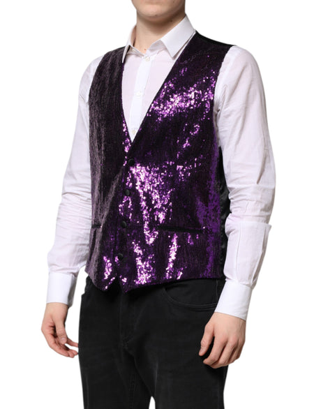 Dolce &amp; Gabbana Lilla Pailletkjole Formel Vest