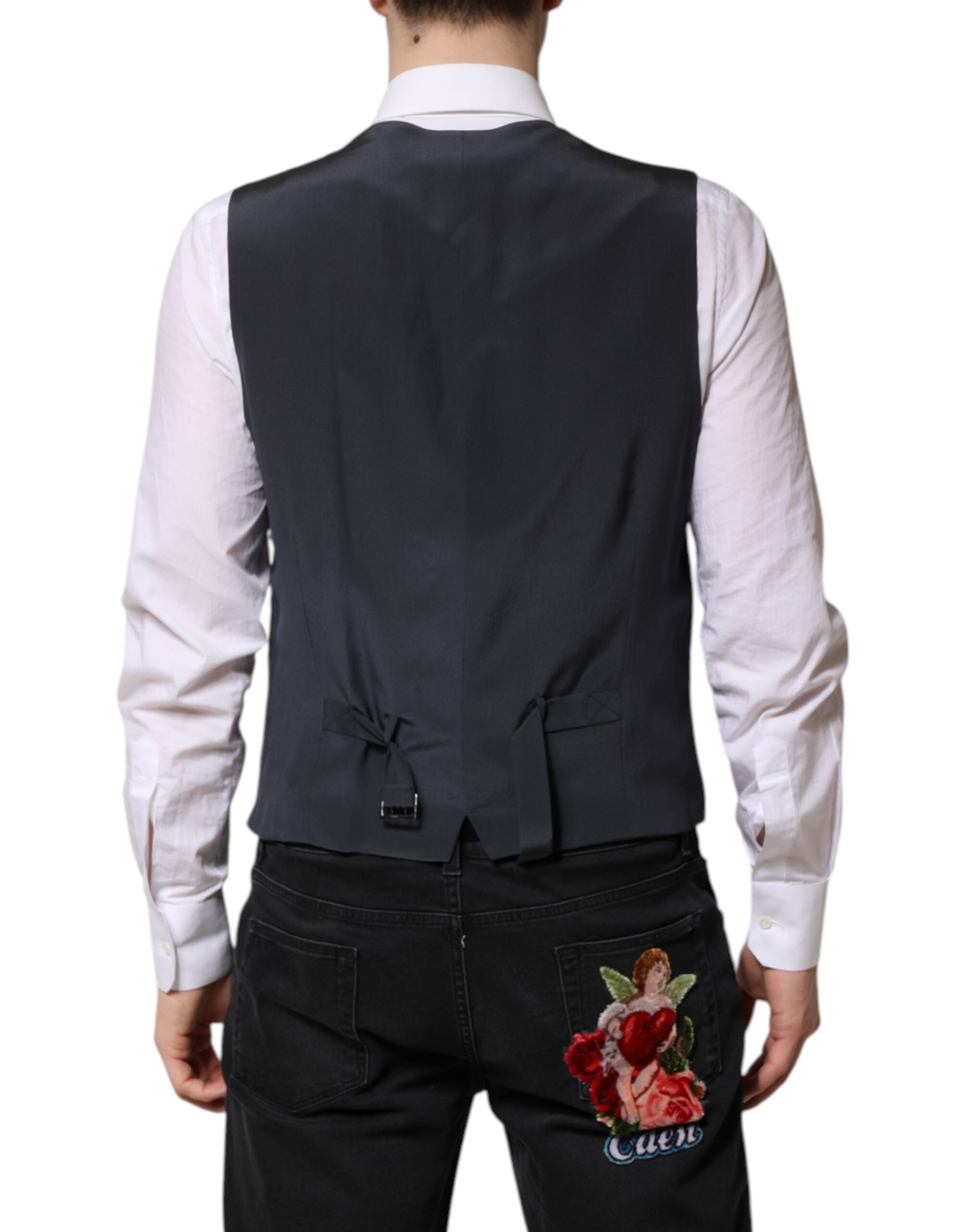 Dolce &amp; Gabbana grå ternet uld vest til fest