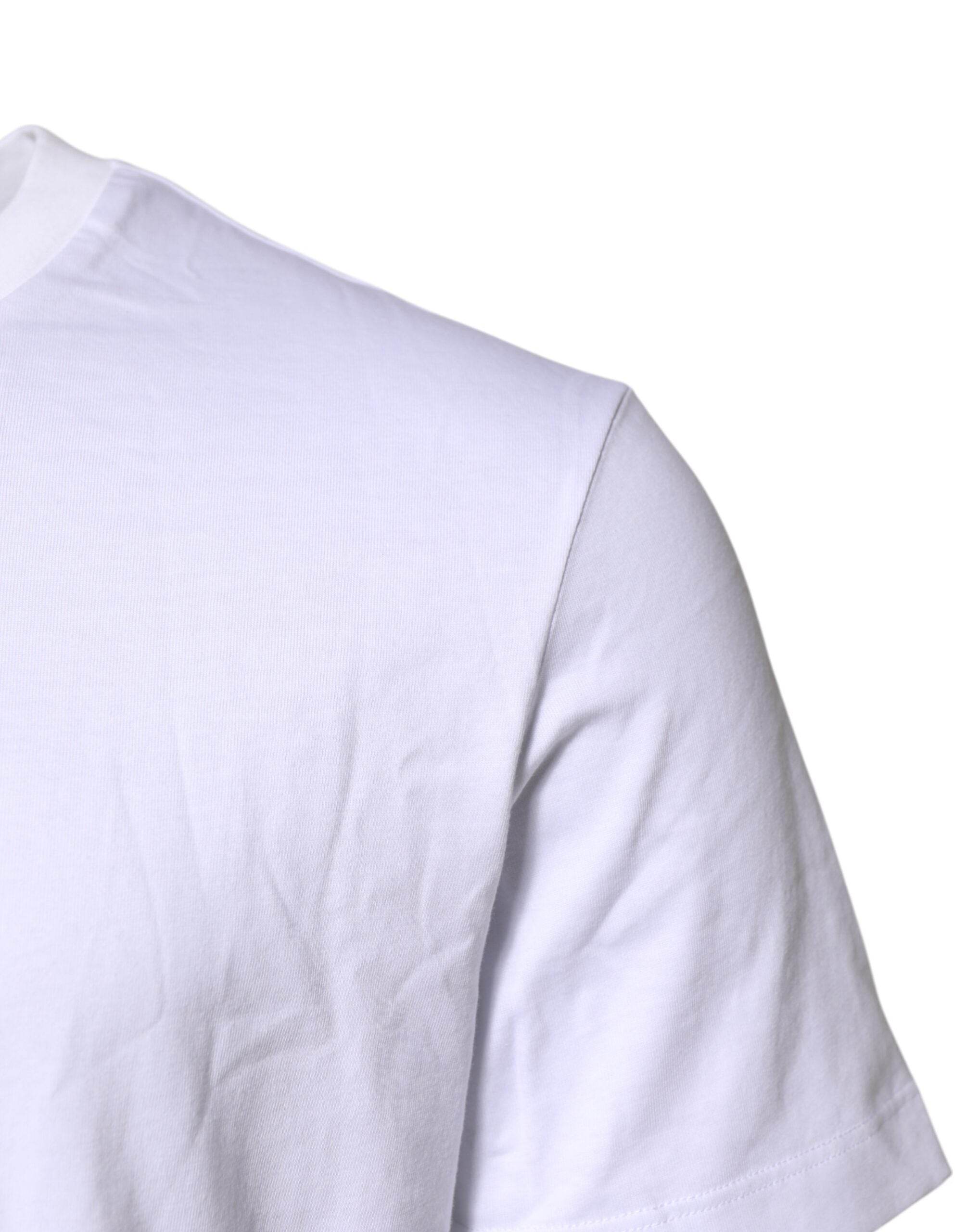 Dolce & Gabbana White Logo Embroidery Crew Neck T-shirt - Hilstor