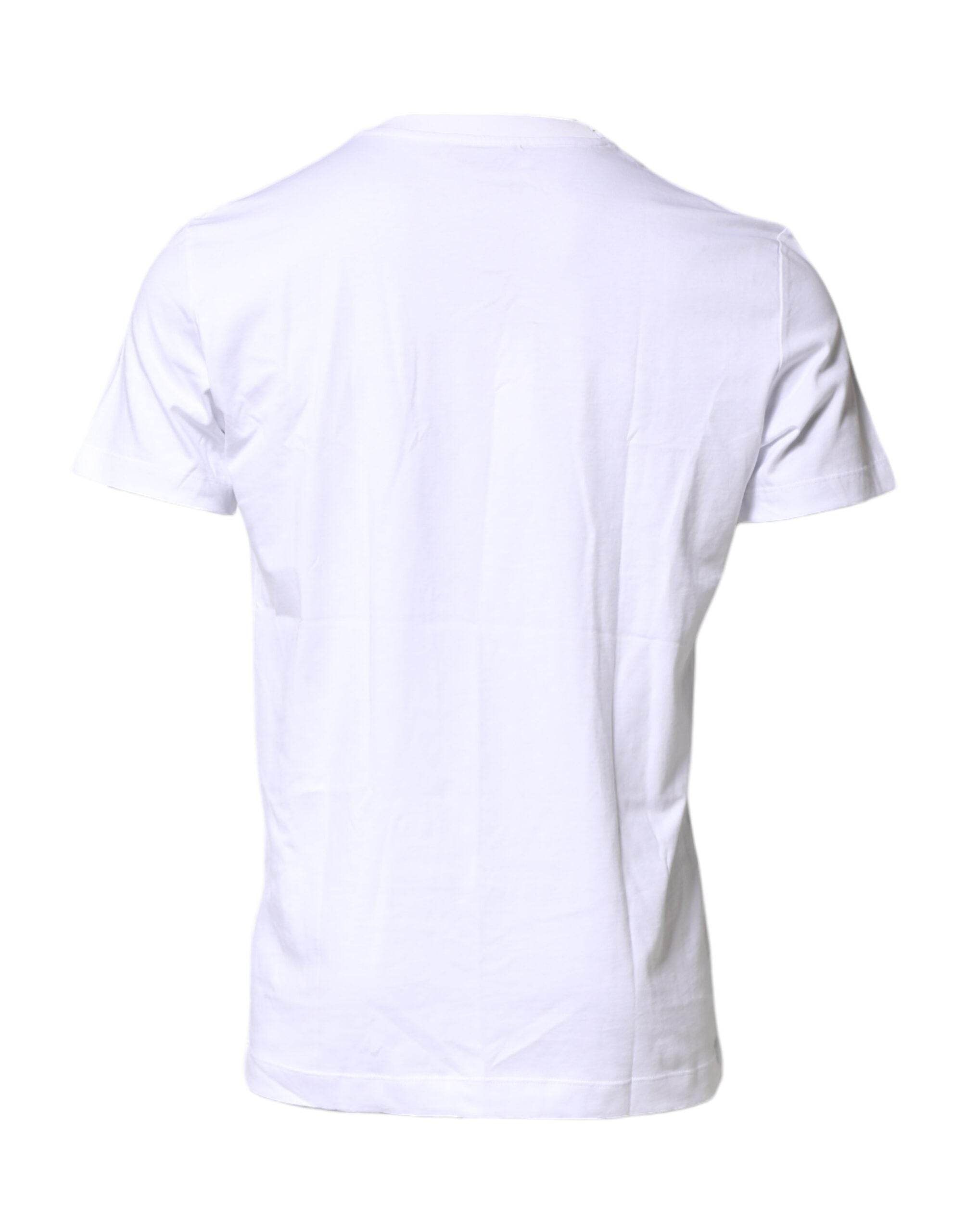 Dolce & Gabbana White Logo Embroidery Crew Neck T-shirt - Hilstor