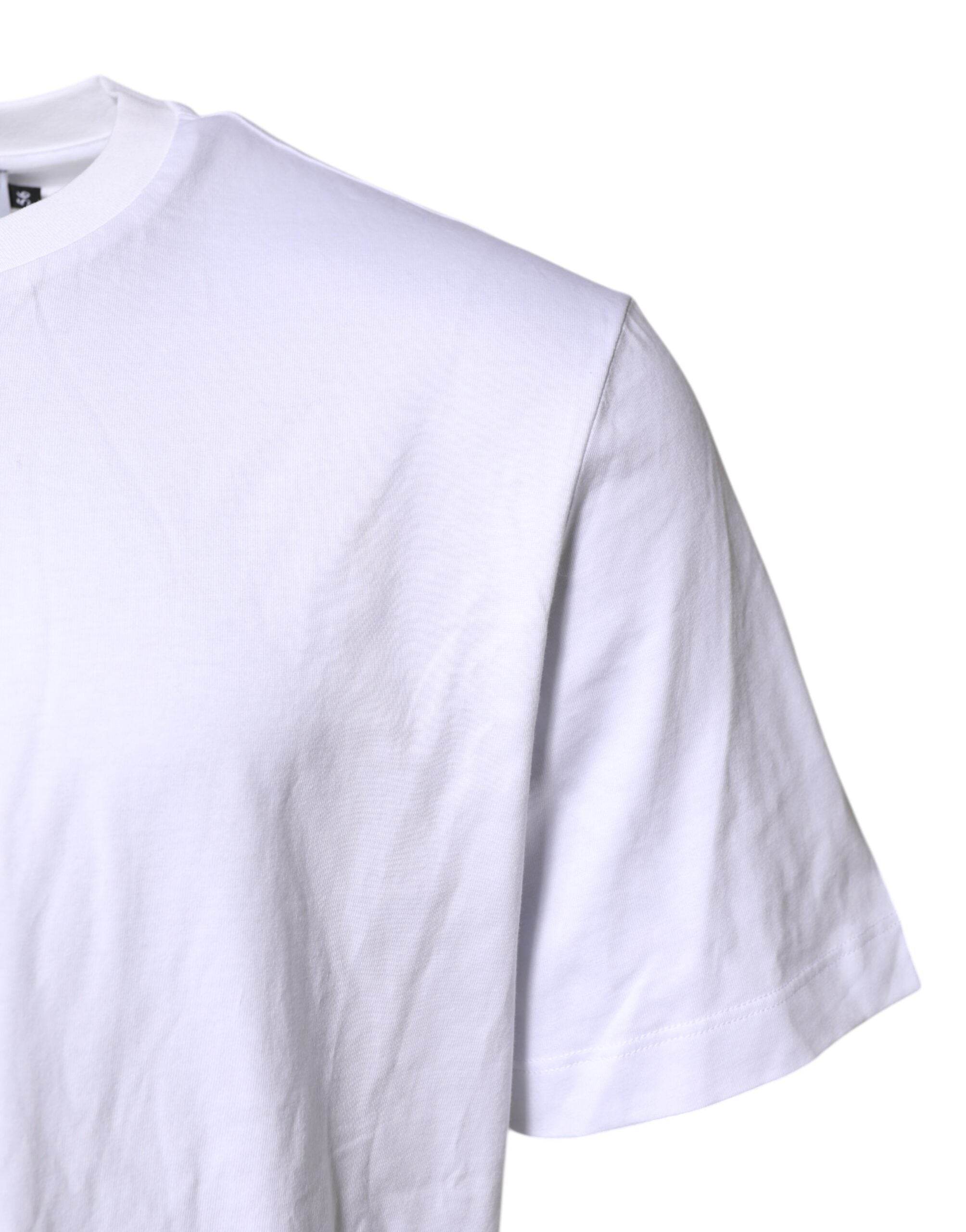 Dolce & Gabbana White Logo Embroidery Crew Neck T-shirt - Hilstor