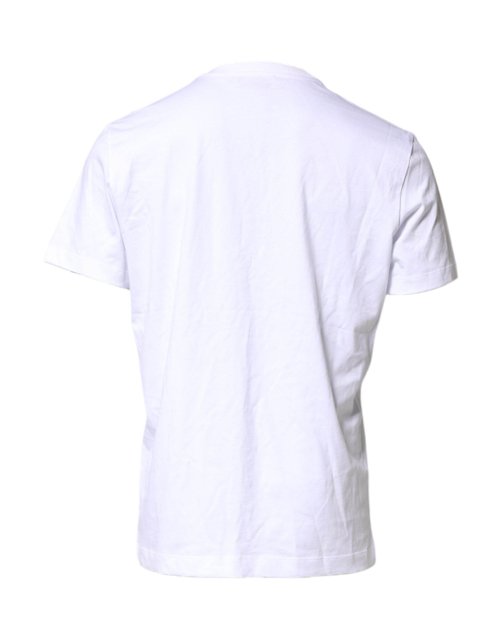 Dolce & Gabbana White Logo Embroidery Crew Neck T-shirt - Hilstor