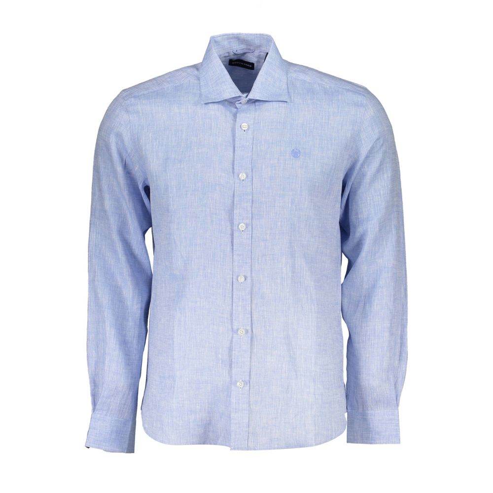 North Sails Light Blue Linen Men Shirt - Hilstor