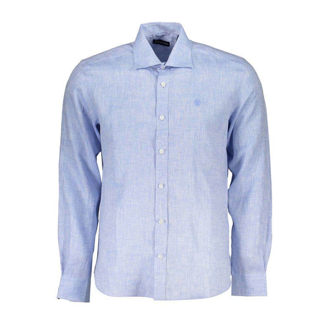 North Sails Light Blue Linen Men Shirt - Hilstor