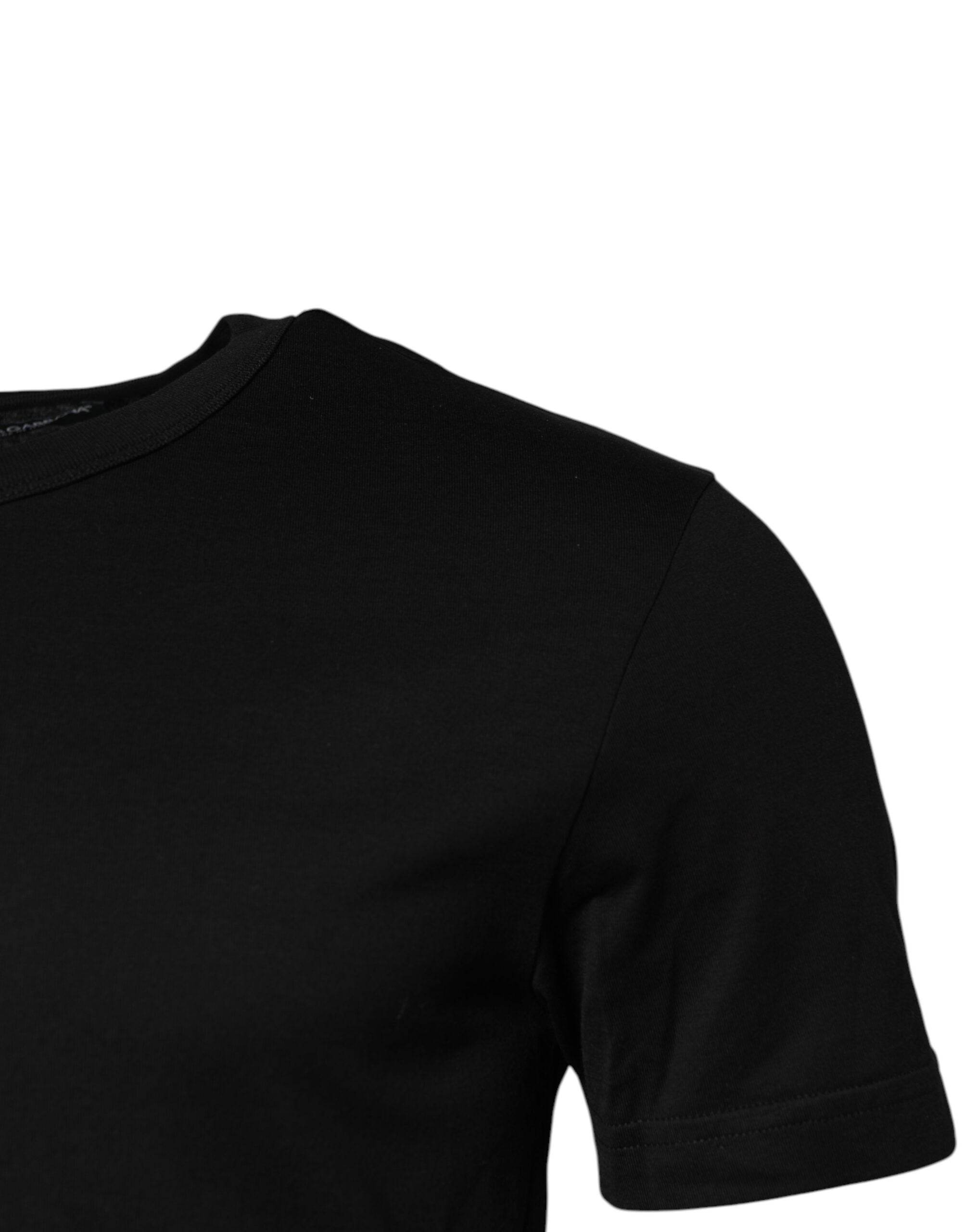Dolce & Gabbana Black Cotton Short Sleeves Round Neck T-shirt - Hilstor