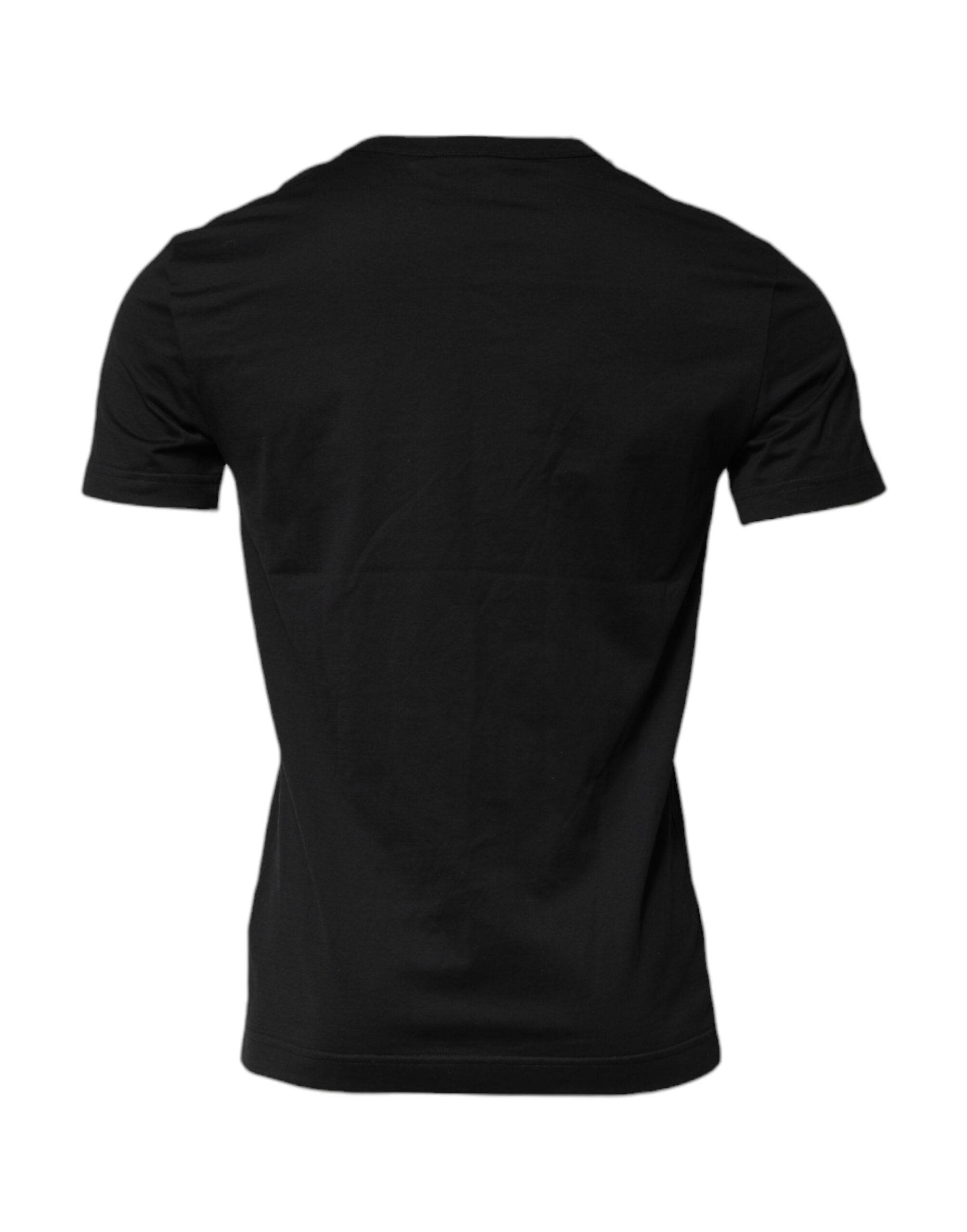 Dolce & Gabbana Black Cotton Short Sleeves Round Neck T-shirt - Hilstor