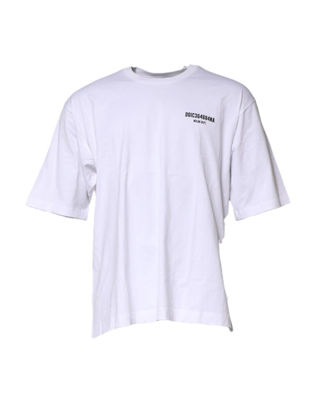 Dolce & Gabbana White Cotton Logo Print Crew Neck T-shirt