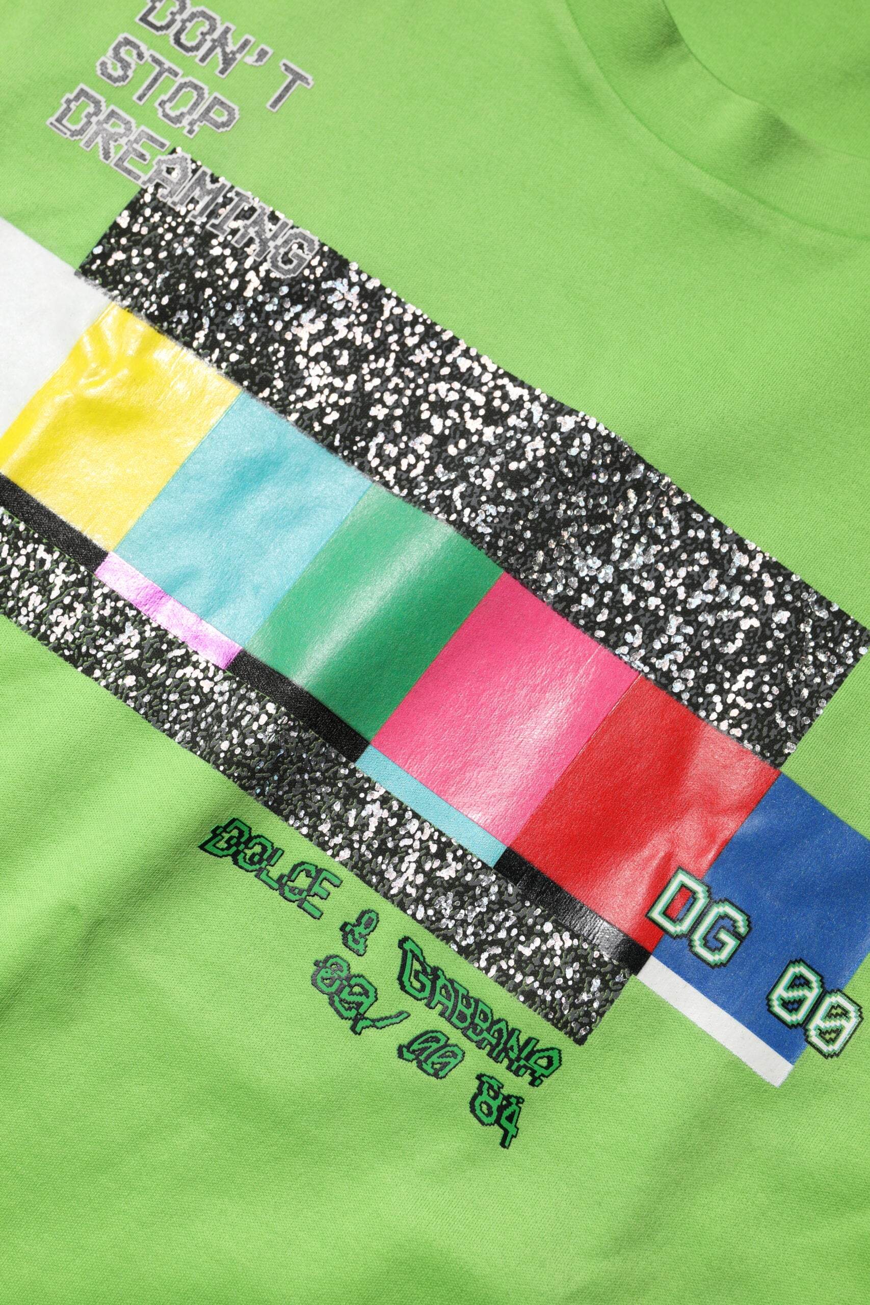 Dolce & Gabbana Green Graphic Printed Round Neck T-shirt - Hilstor