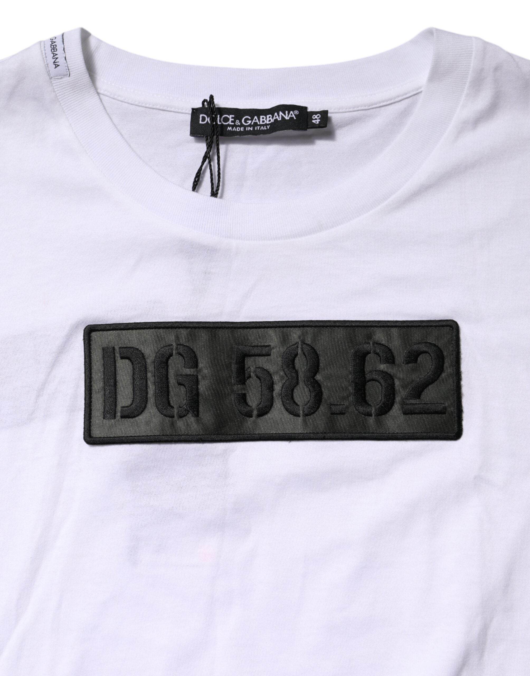 Dolce & Gabbana White Logo Embroidery Round Neck T-shirt - Hilstor