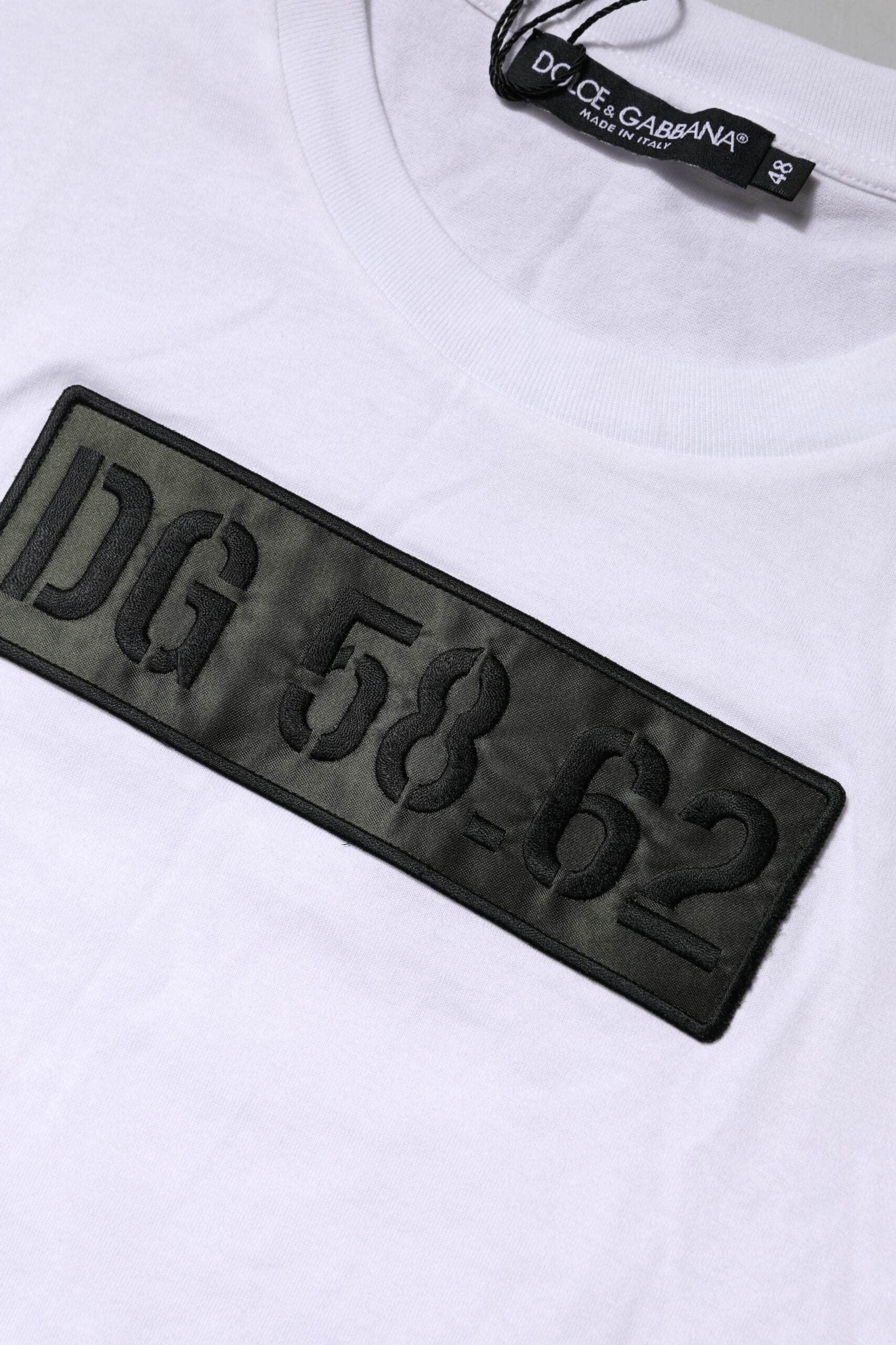 Dolce & Gabbana White Logo Embroidery Round Neck T-shirt - Hilstor