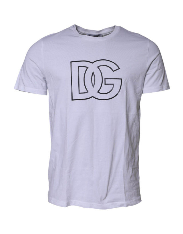 Dolce & Gabbana White DG Logo Print Short Sleeves T-shirt - Hilstor