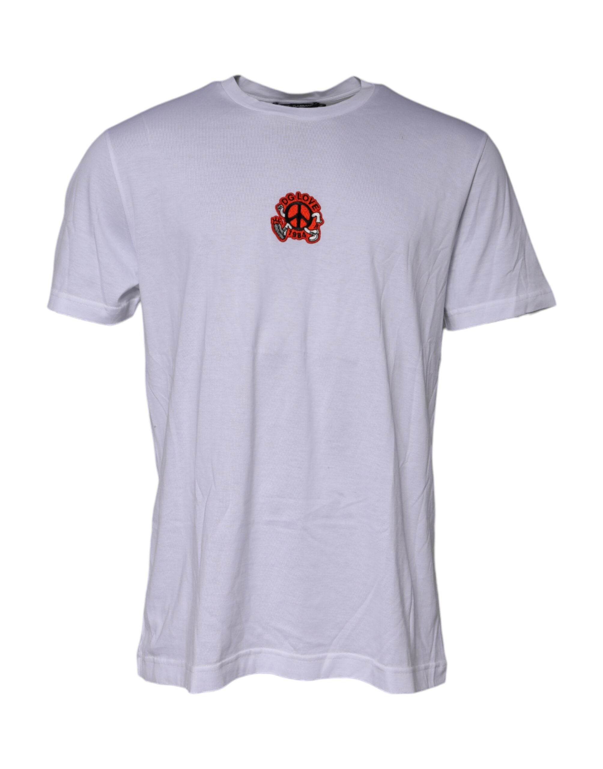Dolce & Gabbana White DG LOVE Patch Short Sleeves T-shirt - Hilstor