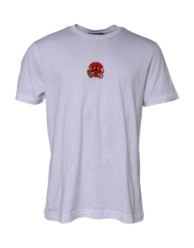 Dolce & Gabbana White DG LOVE Patch Short Sleeves T-shirt - Hilstor