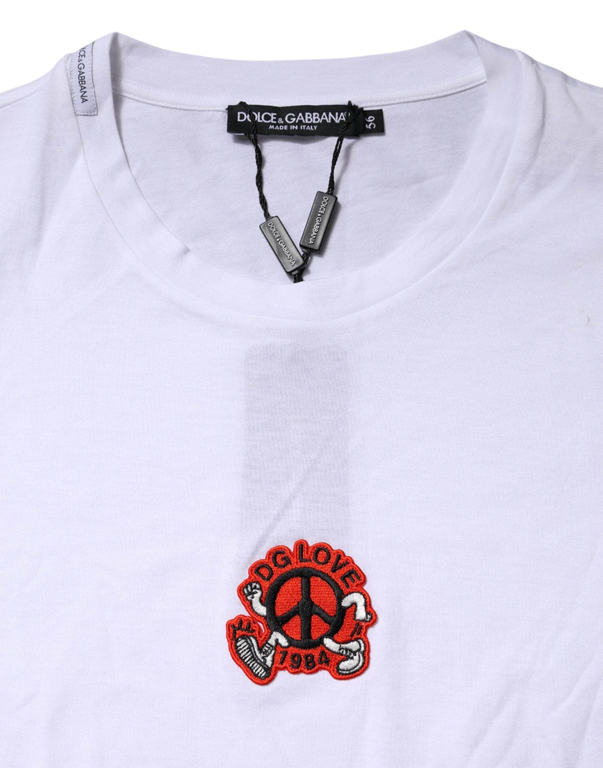 Dolce & Gabbana White DG LOVE Patch Short Sleeves T-shirt - Hilstor