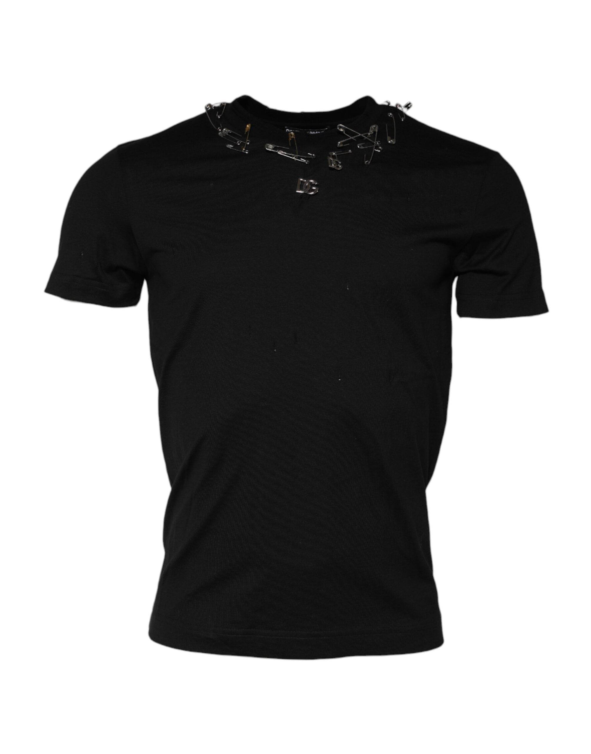 Dolce & Gabbana Black Logo Embellish Short Sleeves T-shirt - Hilstor