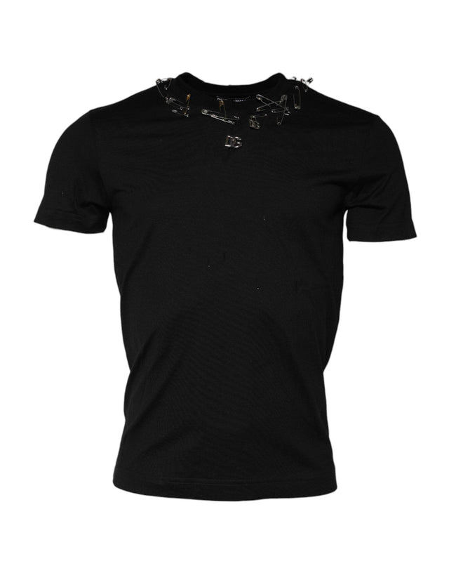 Dolce & Gabbana Black Logo Embellish Short Sleeves T-shirt - Hilstor
