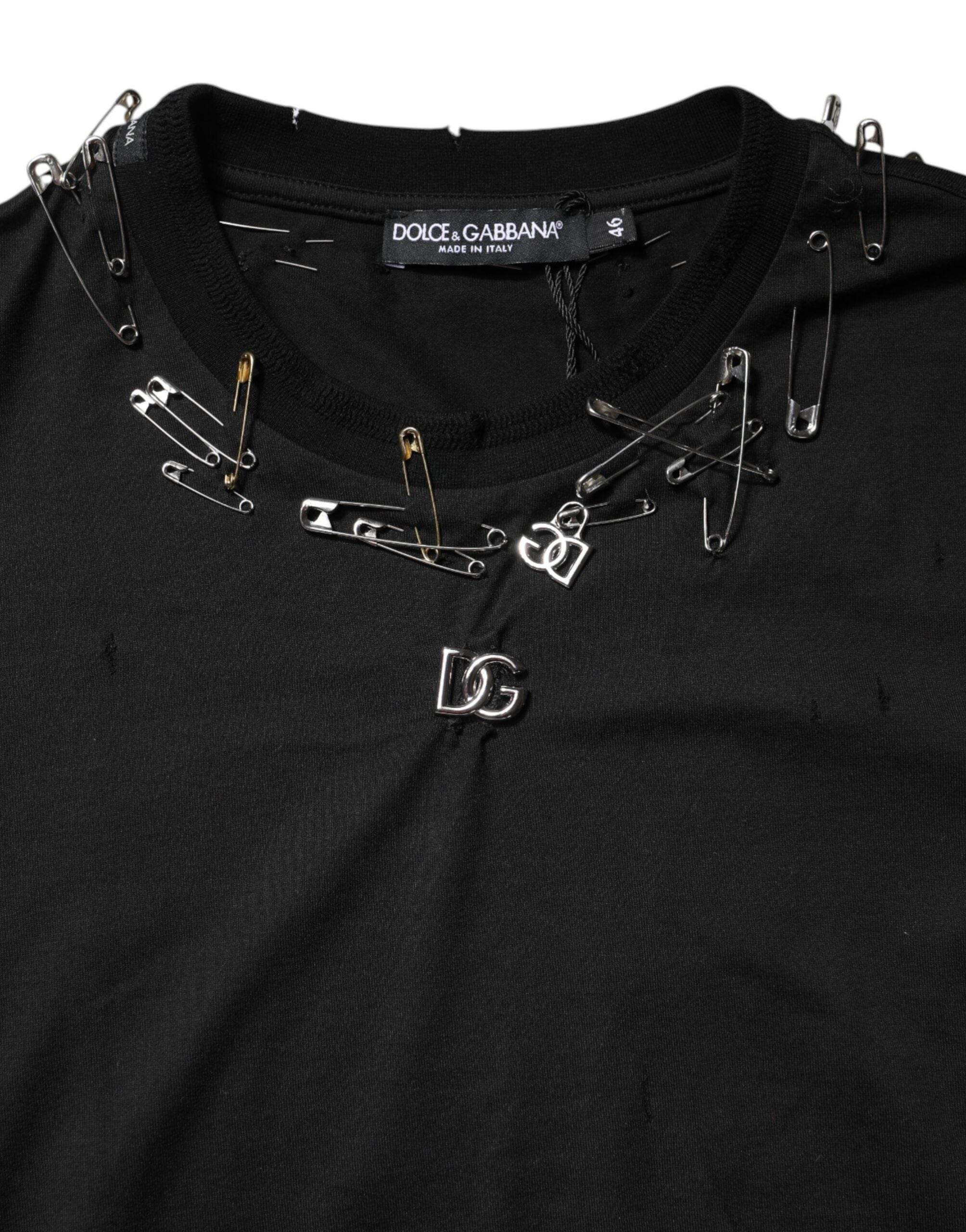 Dolce & Gabbana Black Logo Embellish Short Sleeves T-shirt - Hilstor