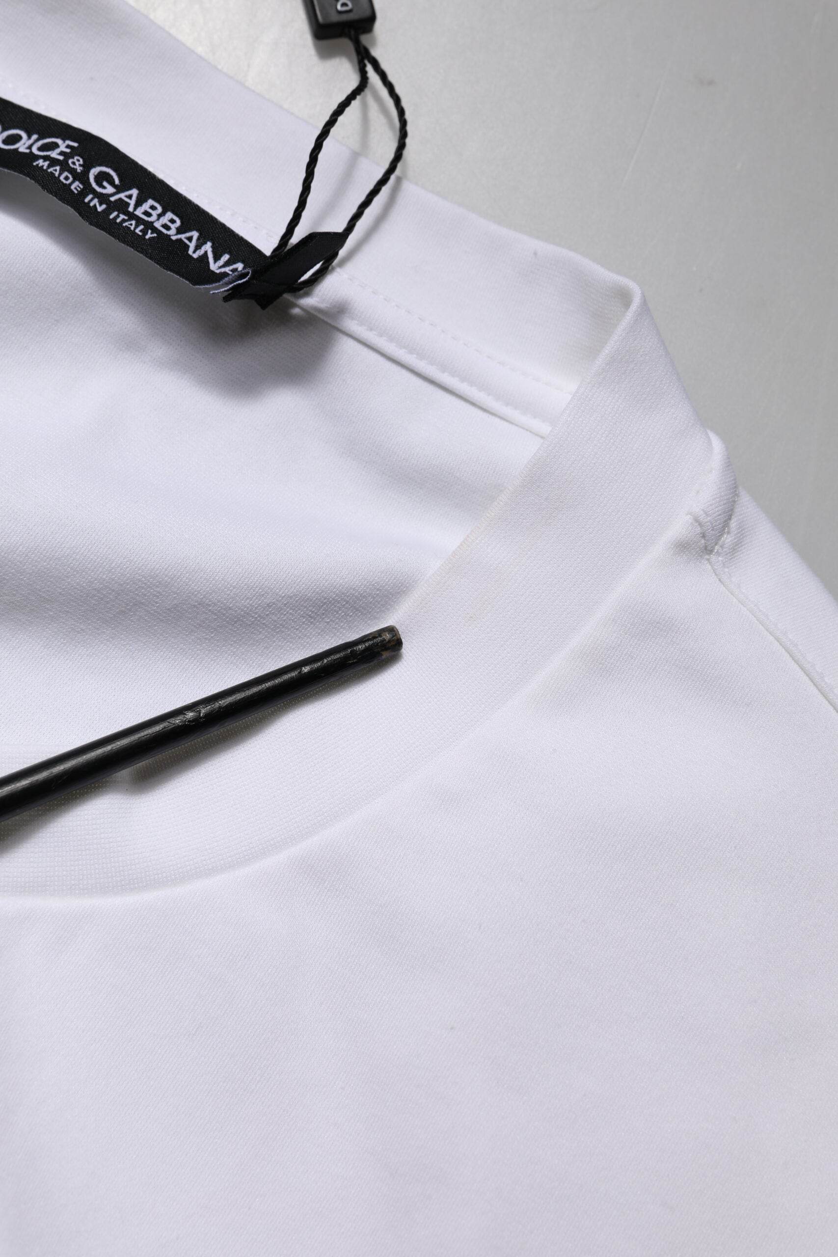 Dolce & Gabbana White Logo Embellish Short Sleeves T-shirt - Hilstor