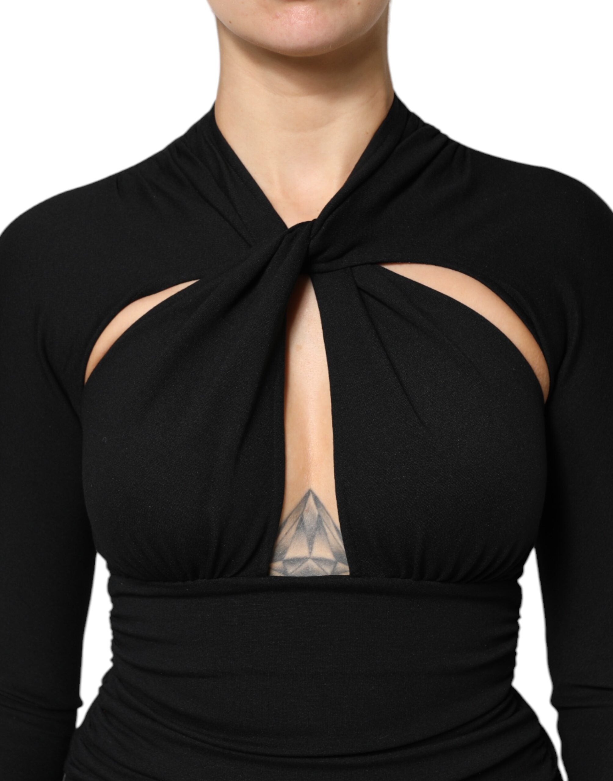 Dolce &amp; Gabbana Sort Langærmet Midikjole