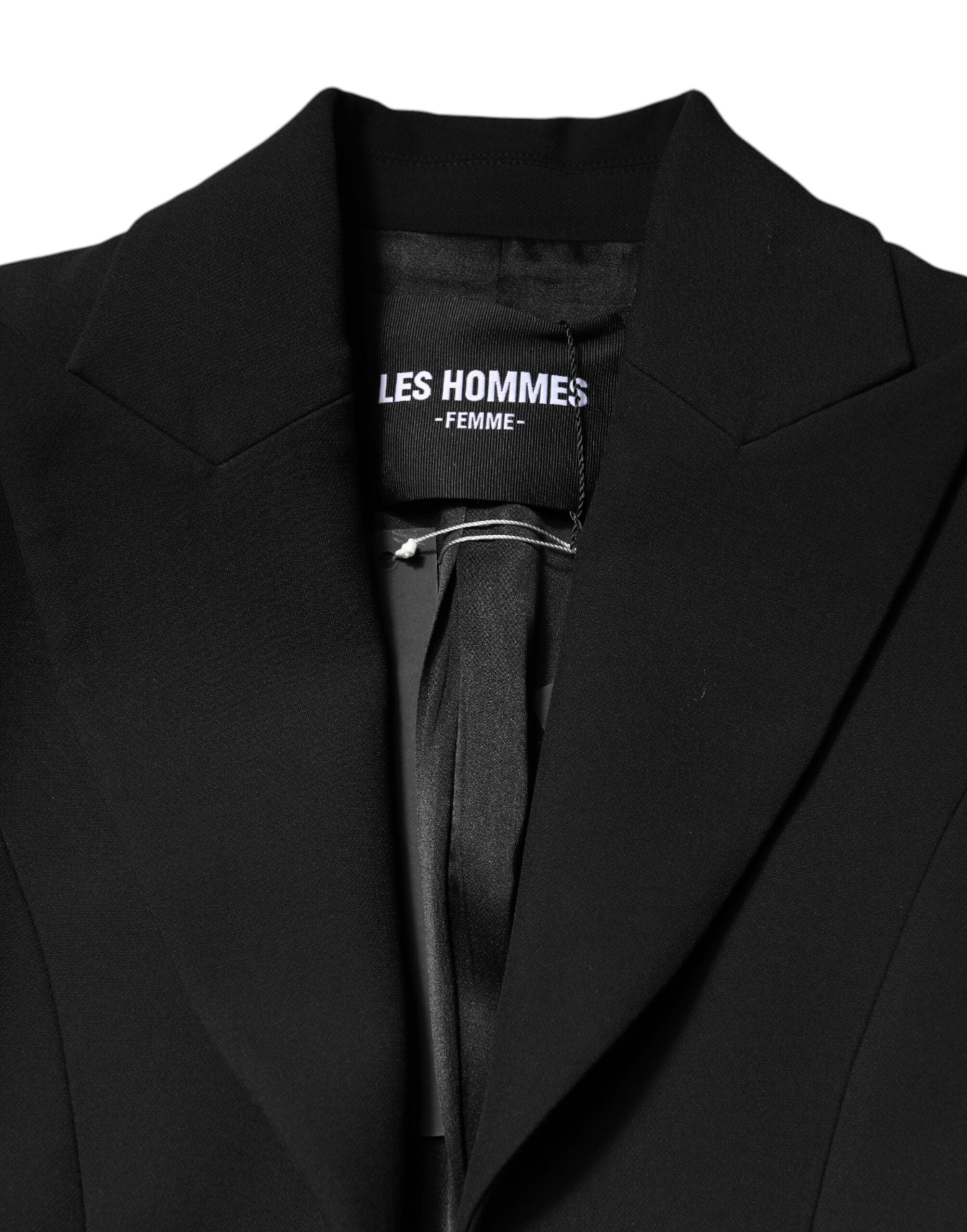 Les Hommes Sort Polyester Enkeltradet Trenchcoat Jakke