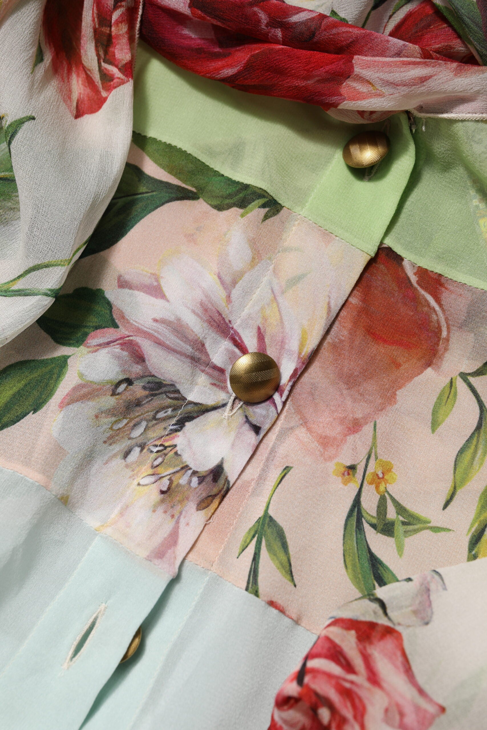 Dolce &amp; Gabbana Flerfarvet Blomsterpatchwork Top med Lange Ærmer