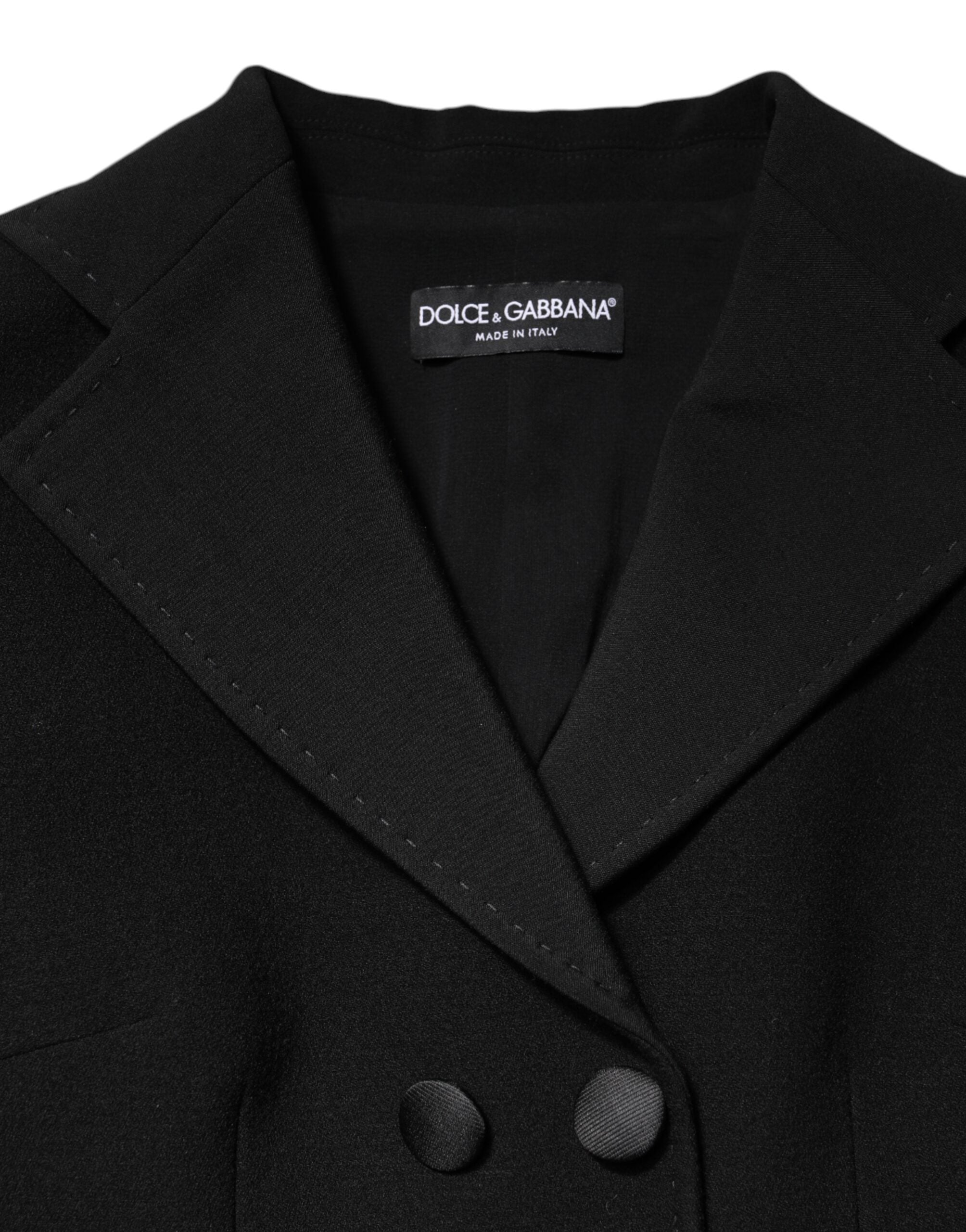 Dolce &amp; Gabbana Sort uld dobbeltradet frakkejakke