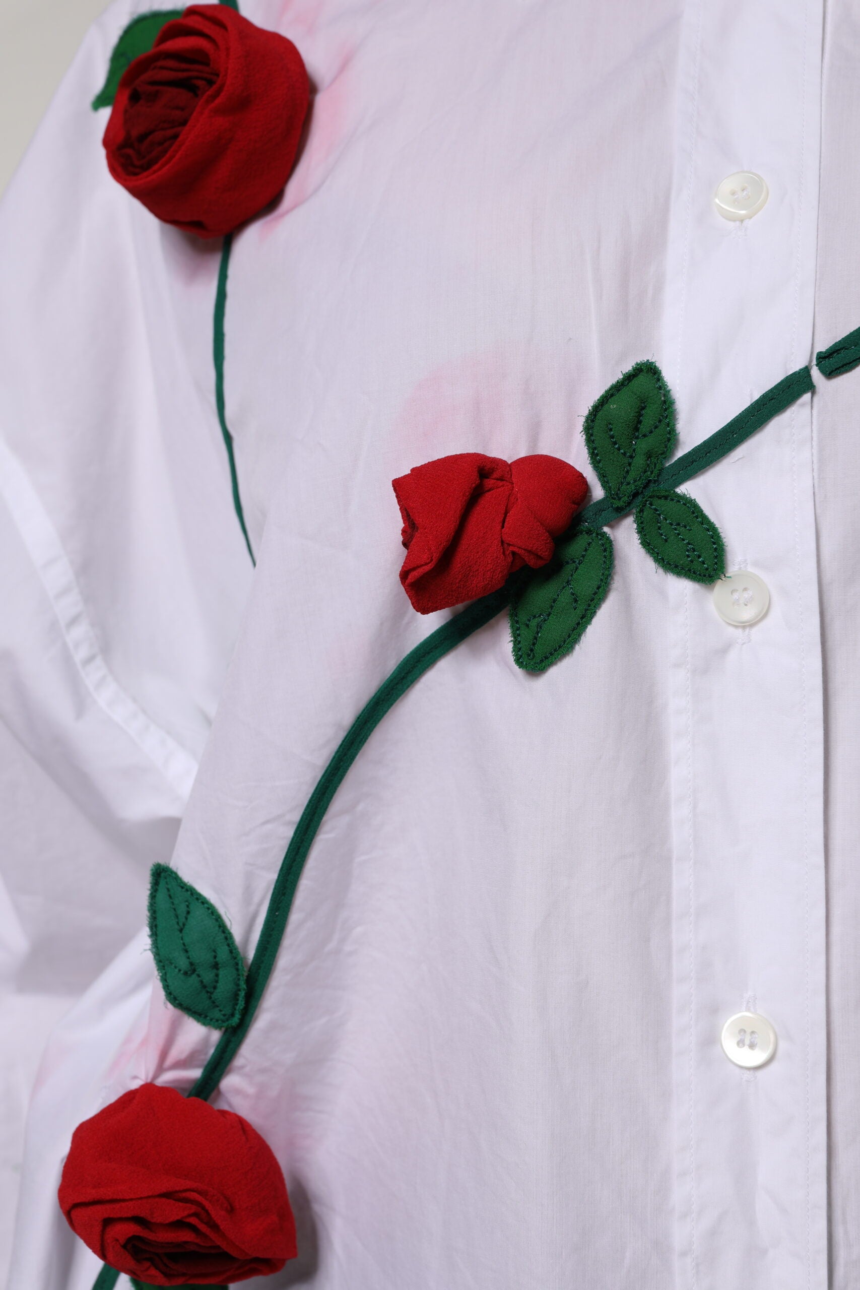 Dolce &amp; Gabbana Hvid Bomuldsskjortetop med Blomsterapplikationer