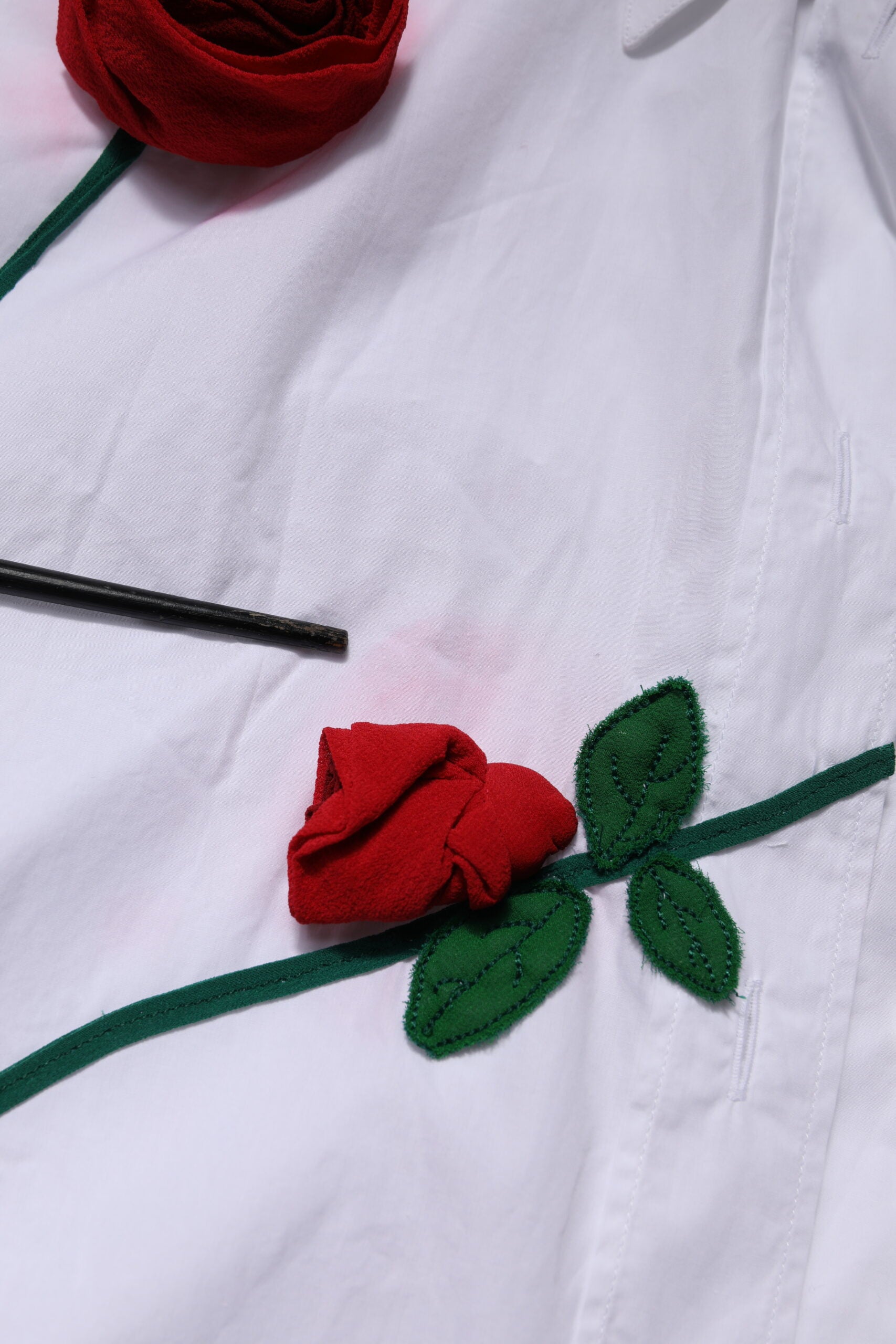 Dolce &amp; Gabbana Hvid Bomuldsskjortetop med Blomsterapplikationer